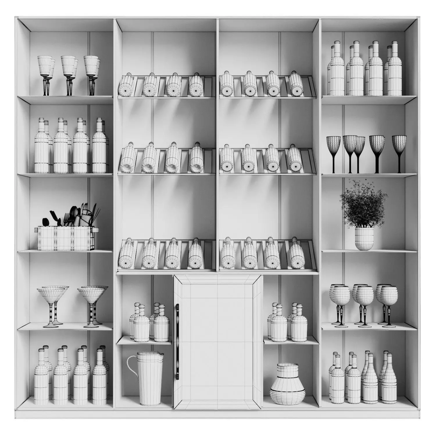 Wine cabinet with Wine Bar in a restaurant and home 13 3D model_7