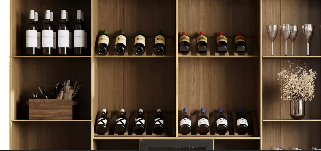 Wine cabinet with Wine Bar in a restaurant and home 13 3D model_8