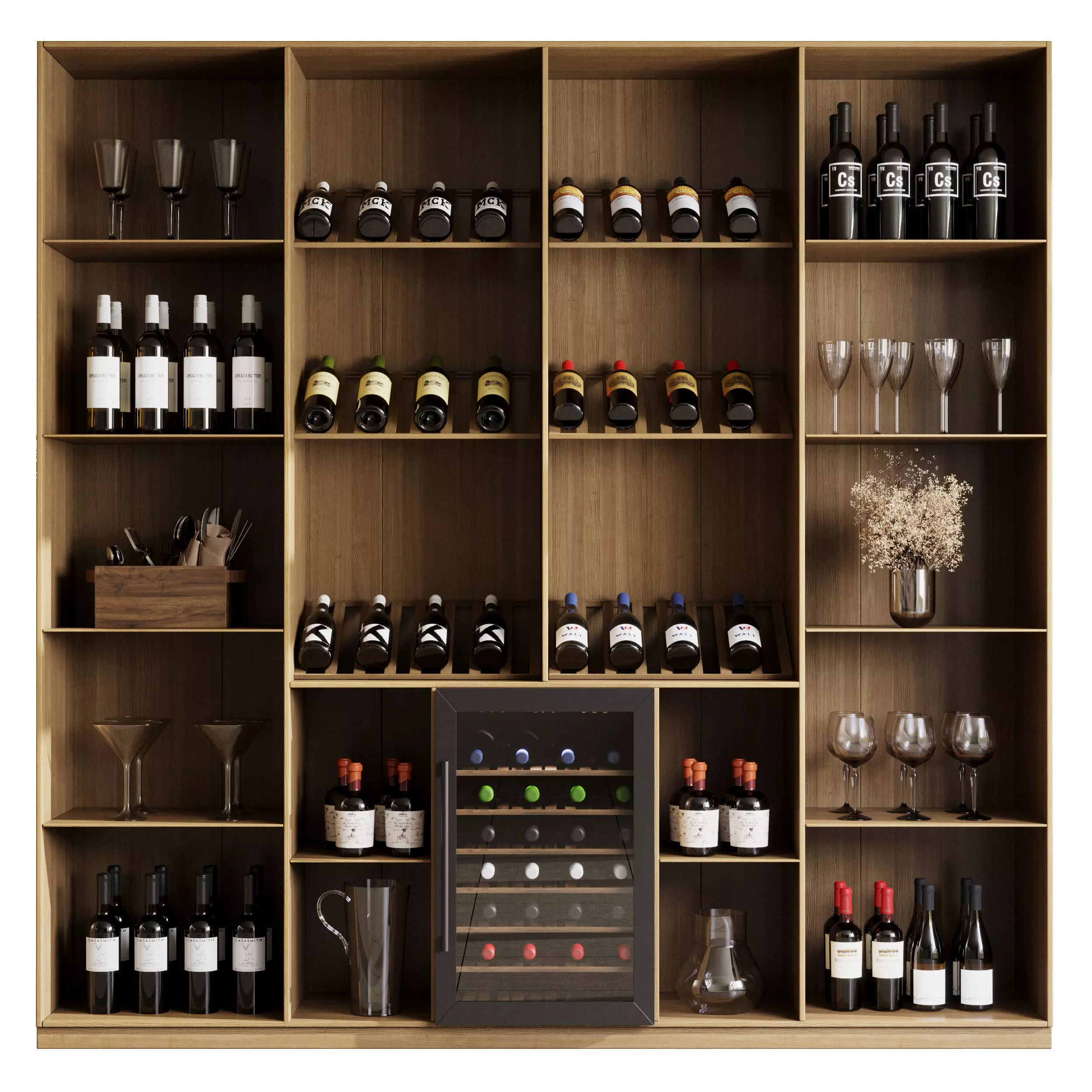 Wine cabinet with Wine Bar in a restaurant and home 13 3D model_0