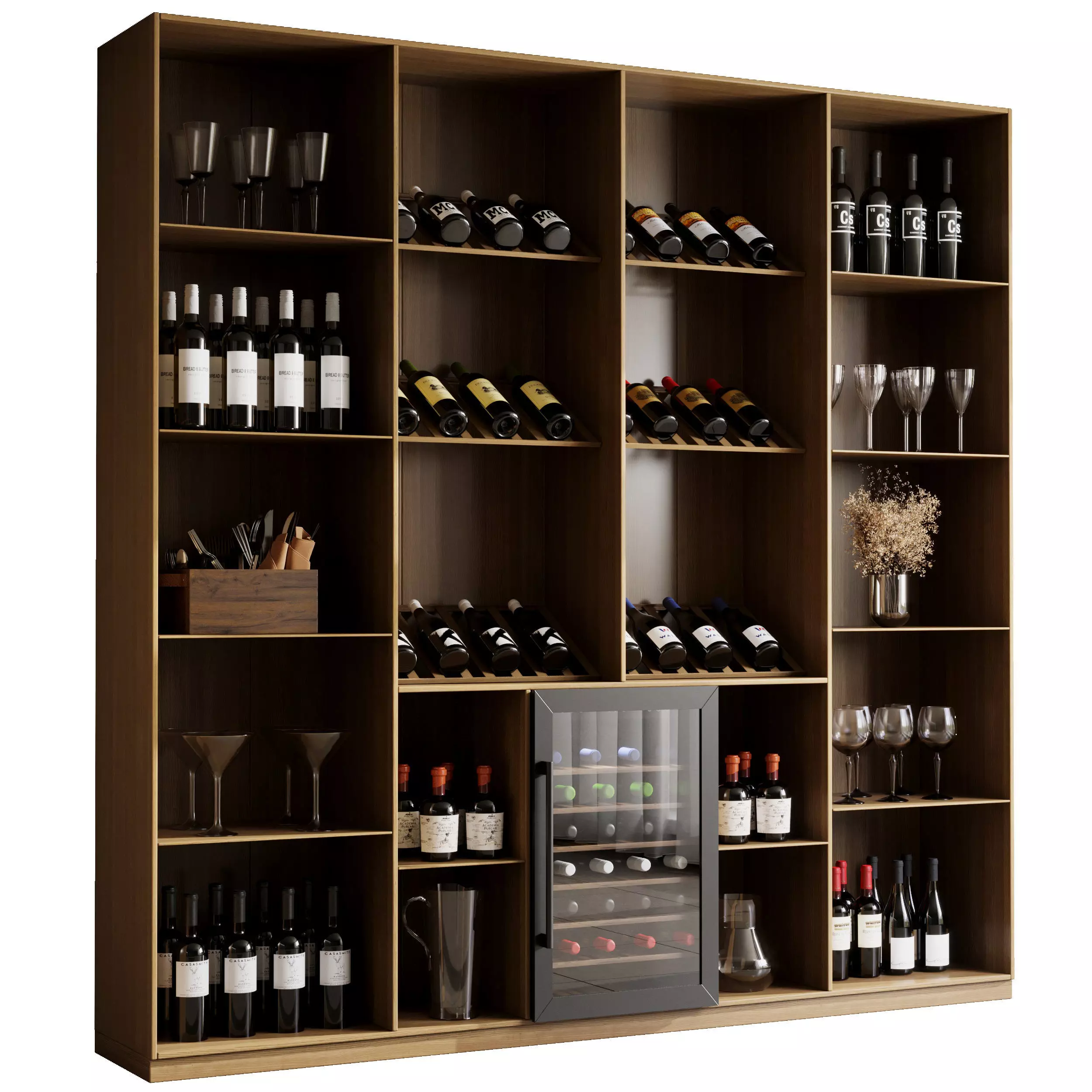 Wine cabinet with Wine Bar in a restaurant and home 13 3D model_1