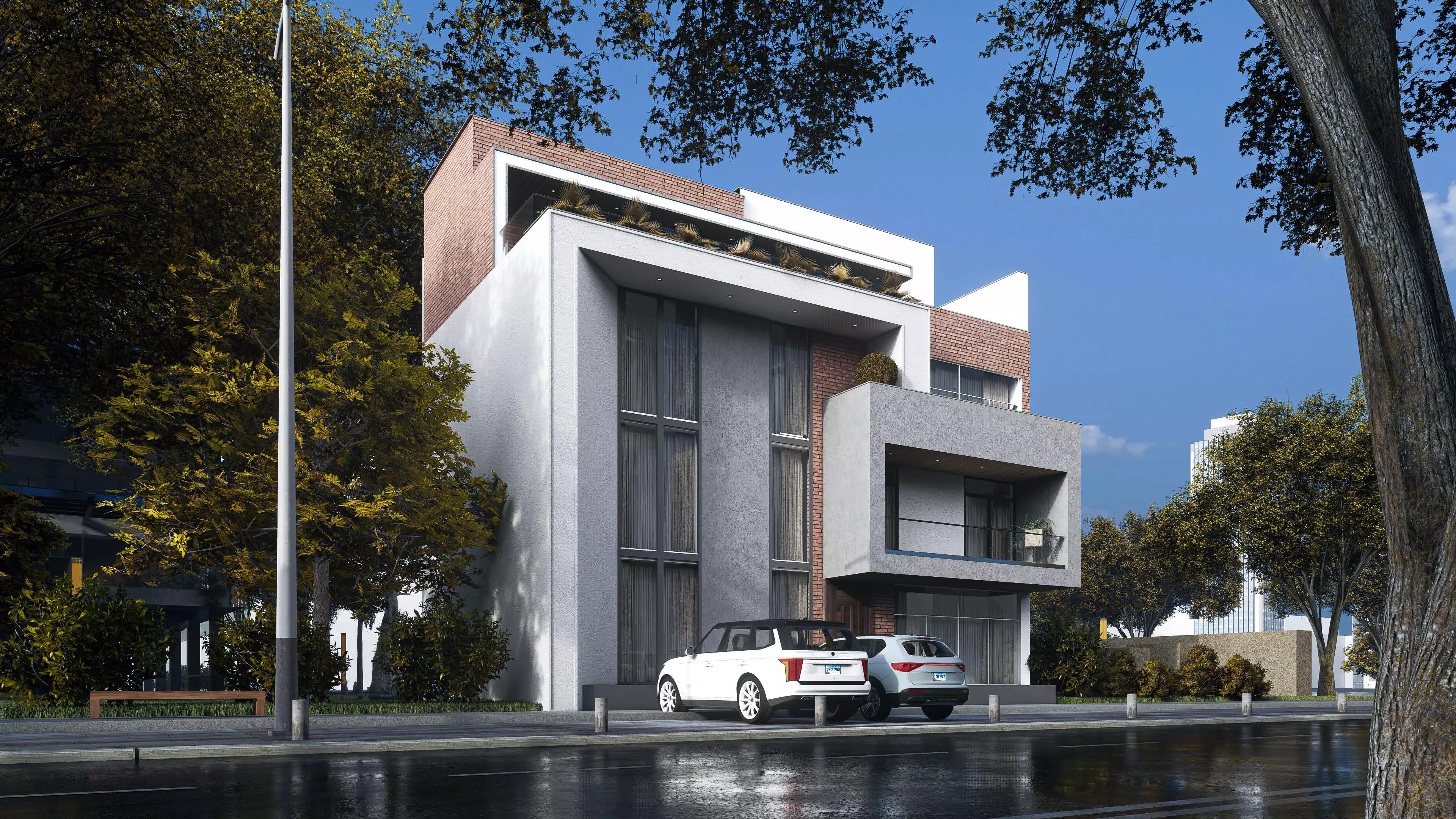 Modern House exterior 3D model_2