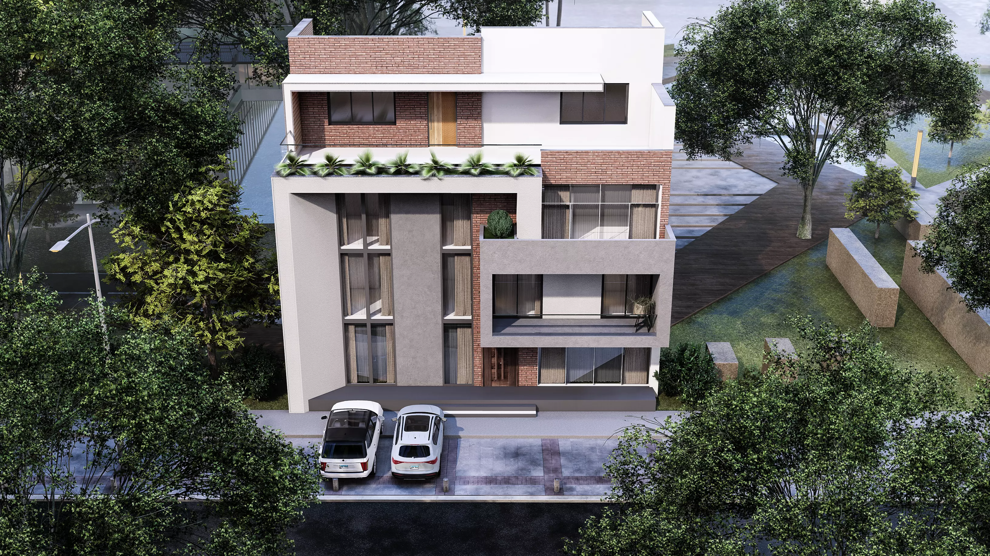 Modern House exterior 3D model_6