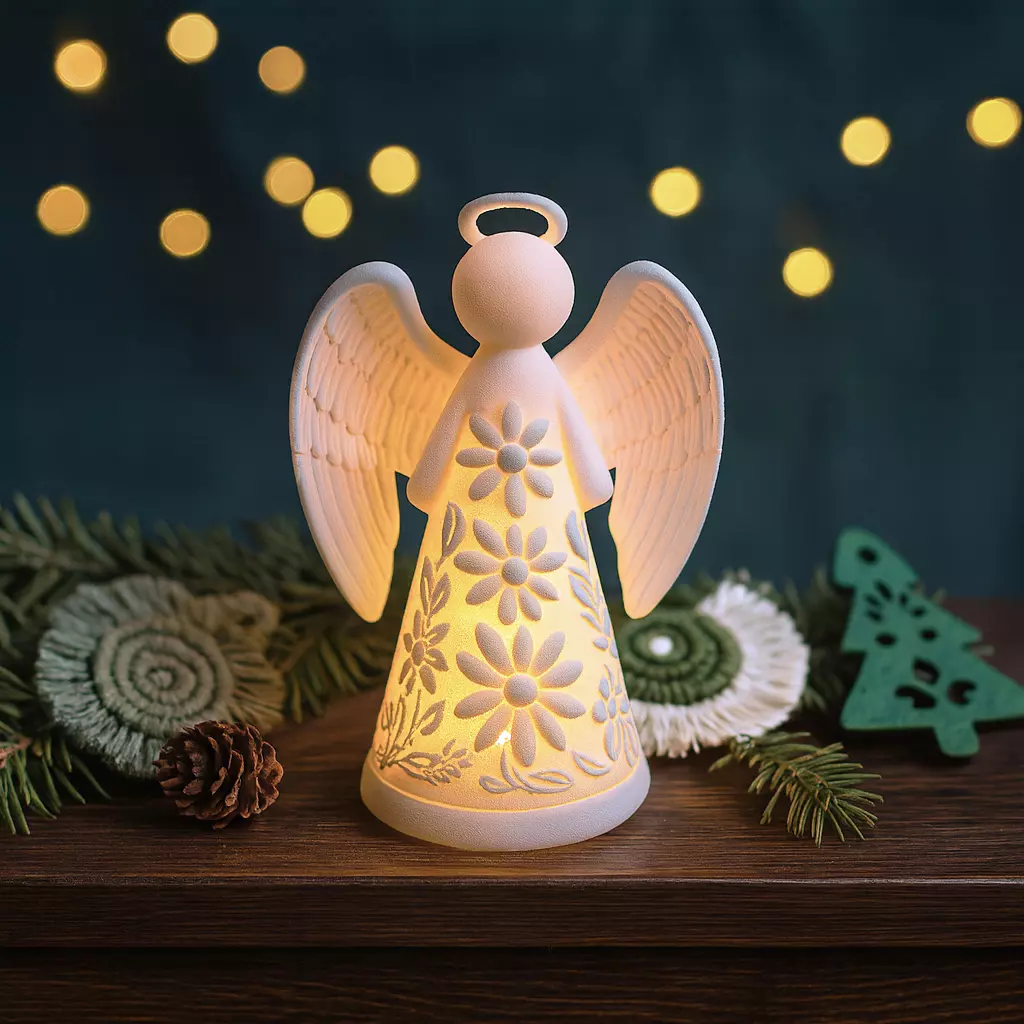 Christmas Angel Candle Holder  Glowing Holiday Decoration 3D print model_3