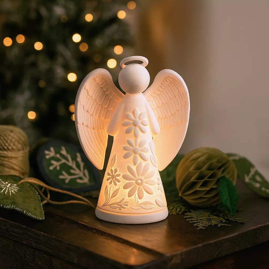 Christmas Angel Candle Holder  Glowing Holiday Decoration 3D print model_0