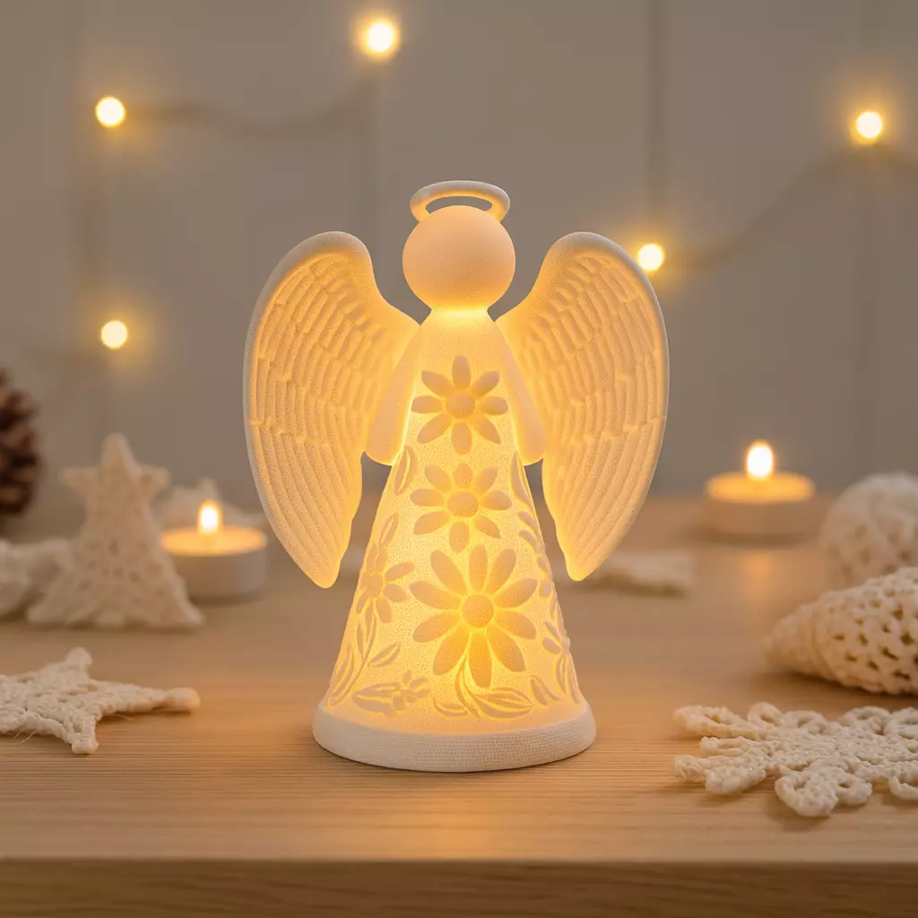 Christmas Angel Candle Holder  Glowing Holiday Decoration 3D print model_7
