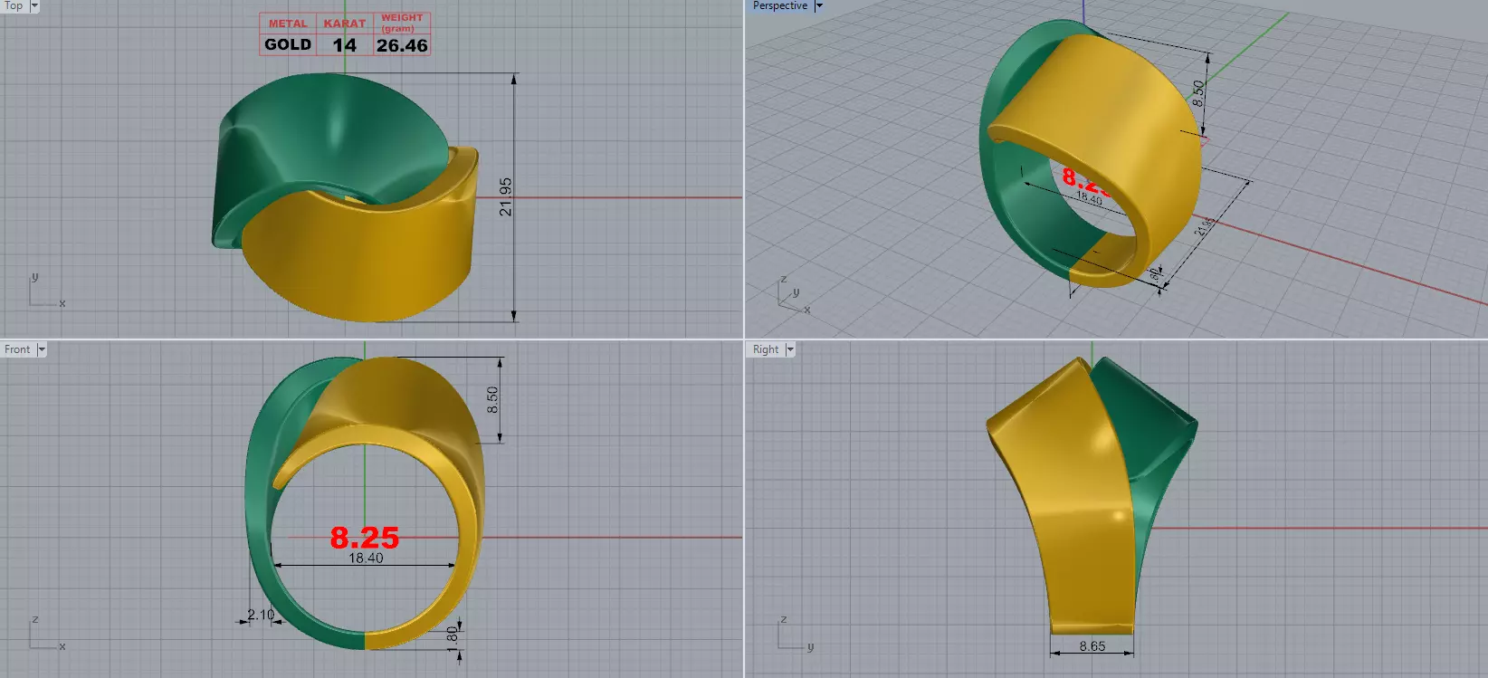 Abbraccio ring 3D print model_7