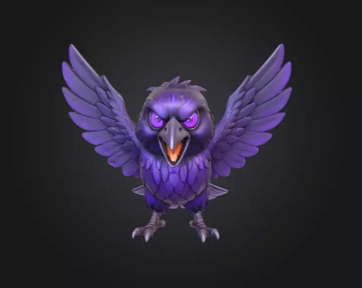 Raven Fury Low-poly 3D model_0