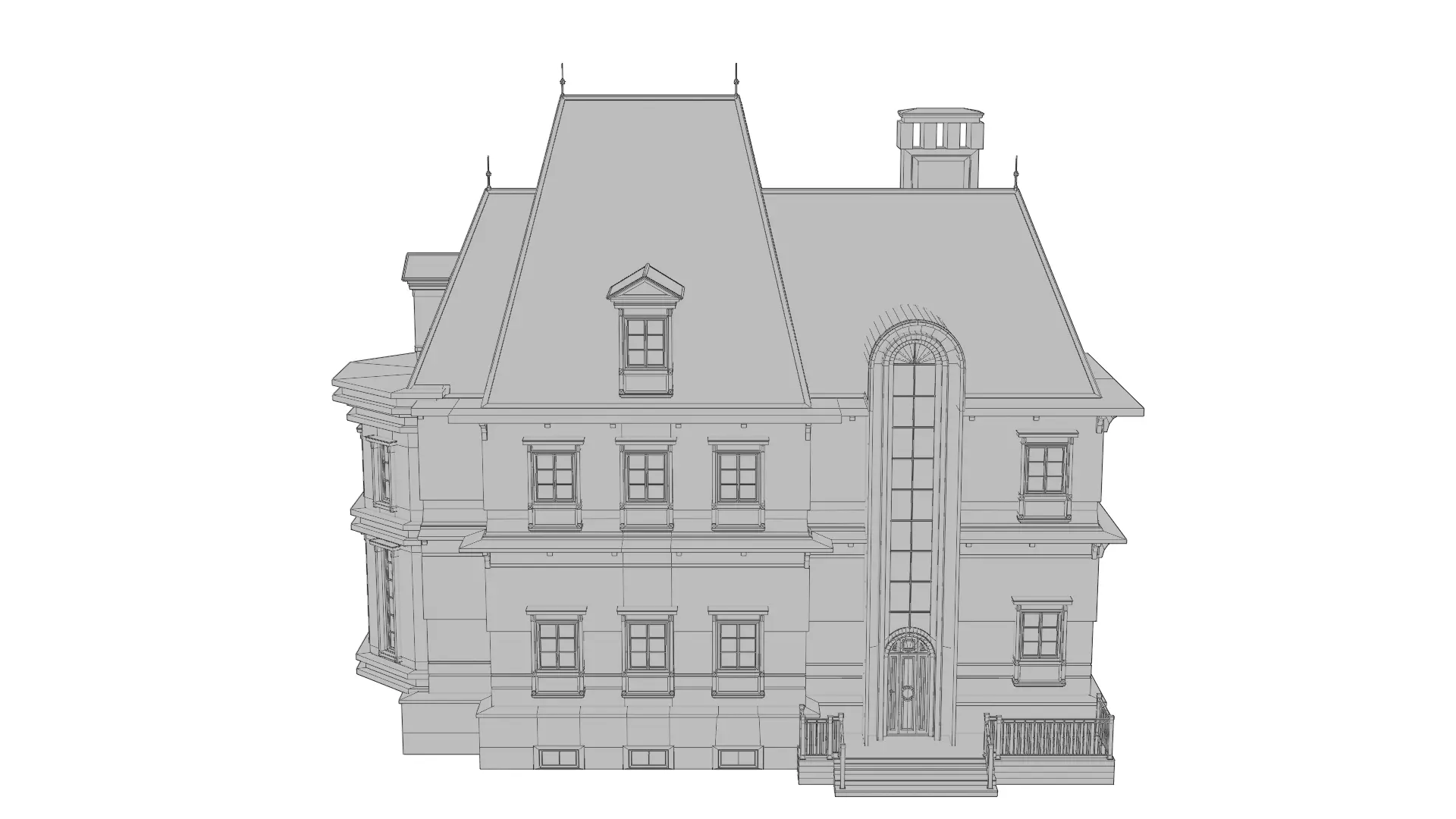 Classical European Building - House 24 3D model_10