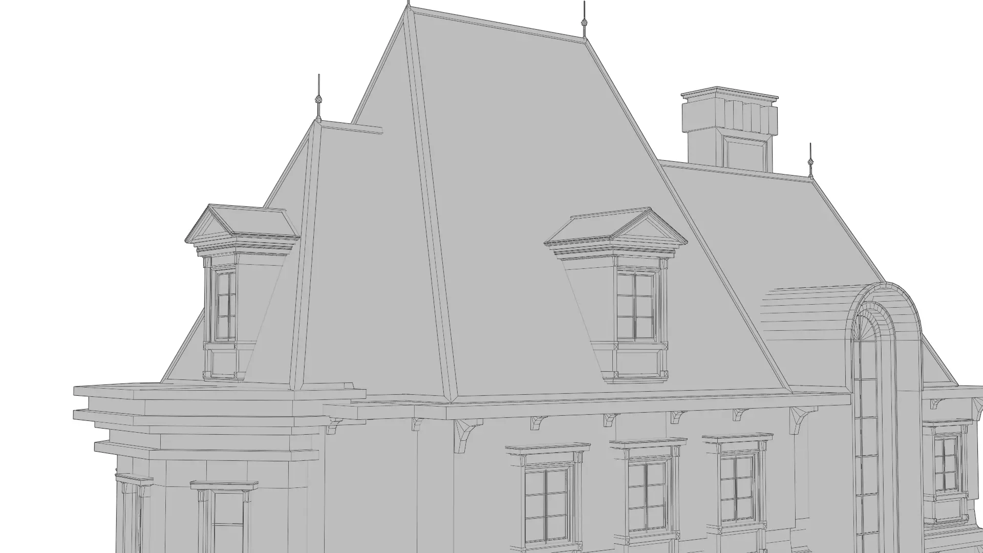 Classical European Building - House 24 3D model_14