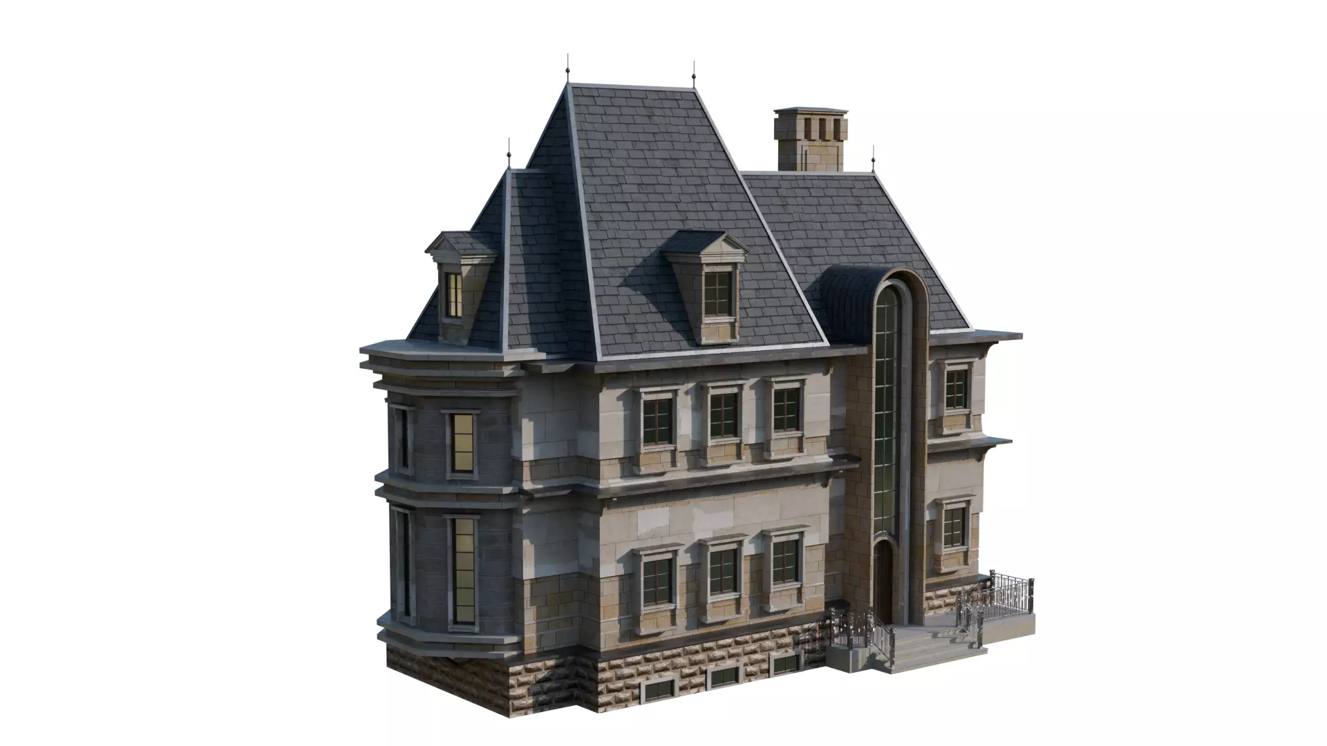 Classical European Building - House 24 3D model_2