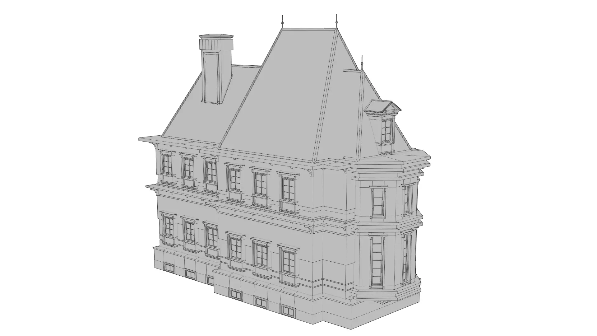 Classical European Building - House 24 3D model_12