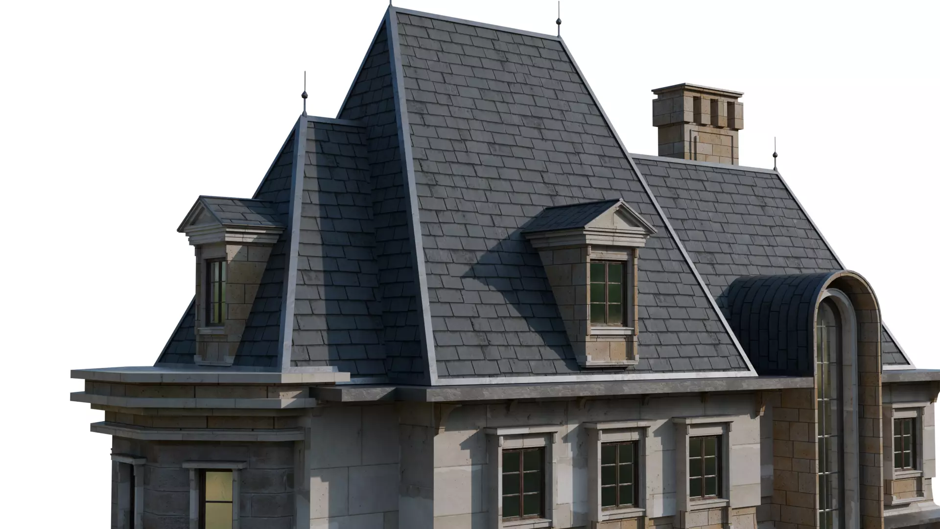 Classical European Building - House 24 3D model_7