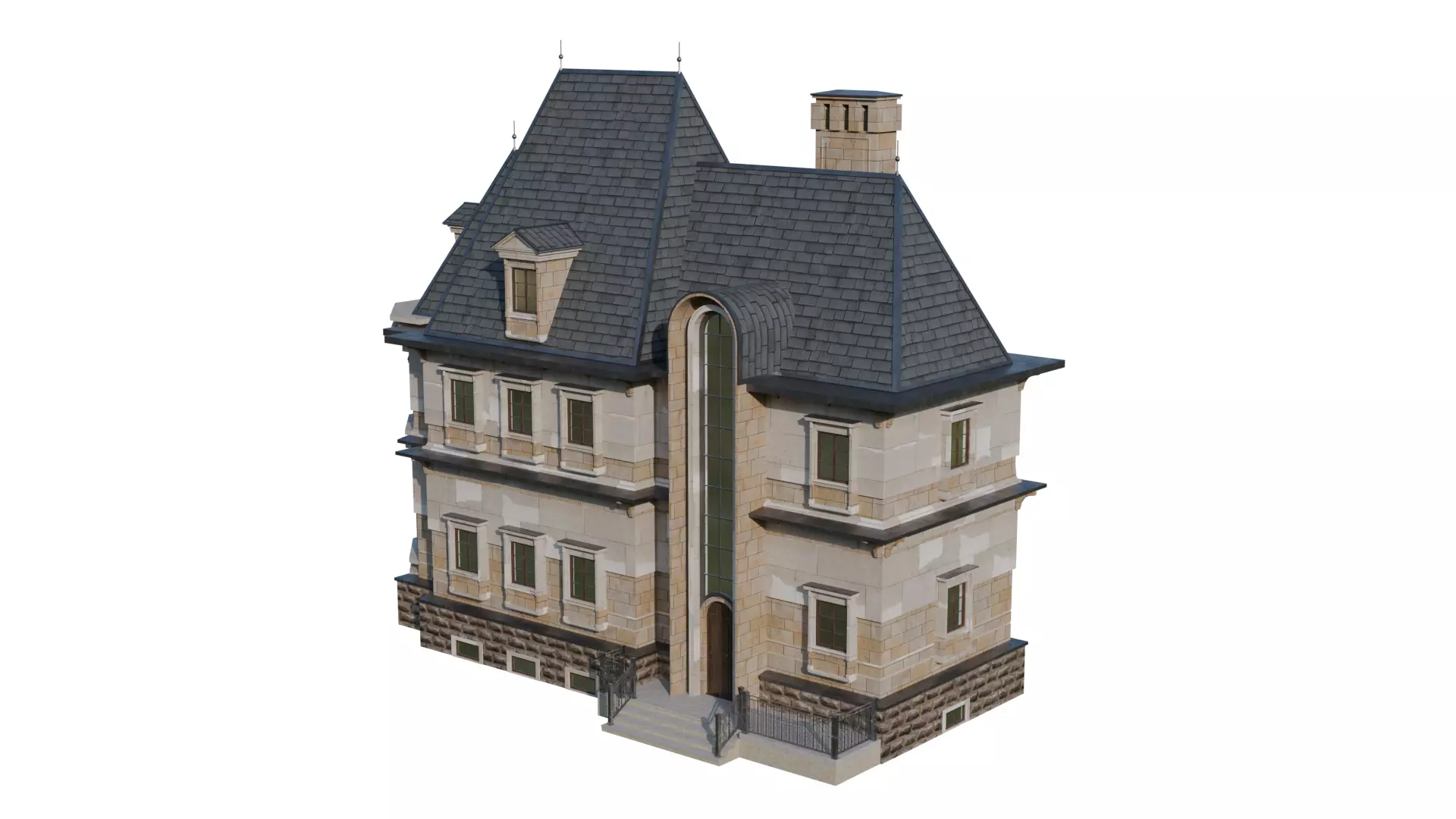 Classical European Building - House 24 3D model_4