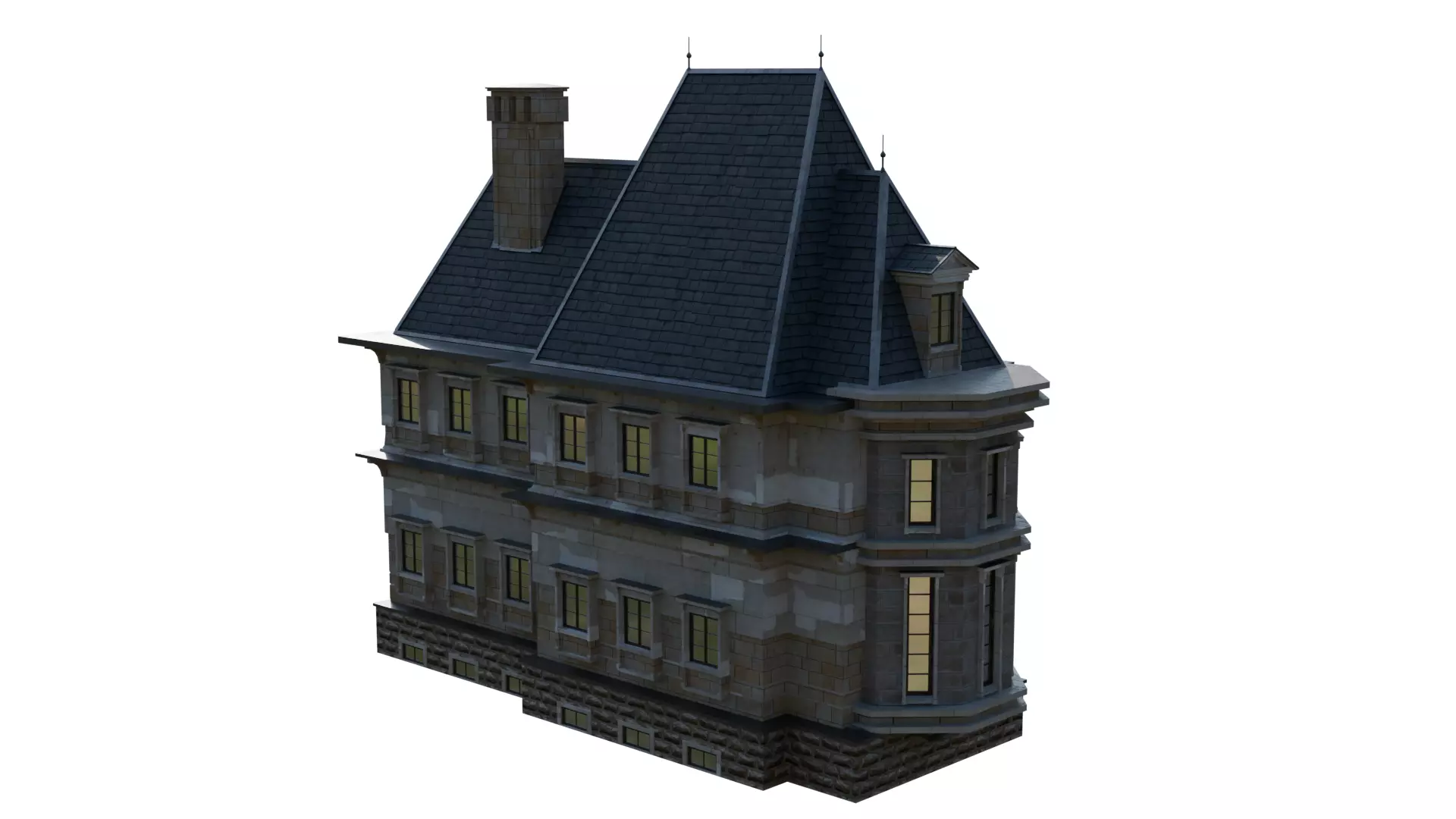 Classical European Building - House 24 3D model_5