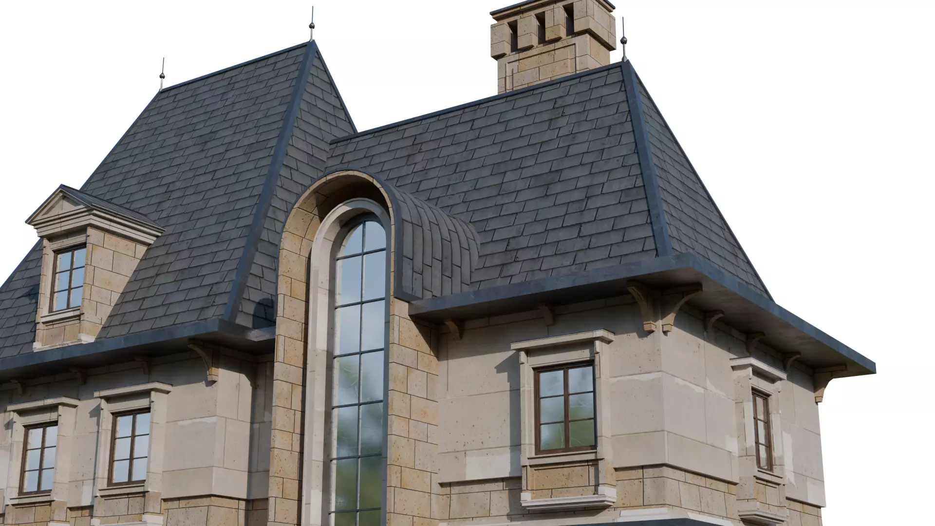 Classical European Building - House 24 3D model_8