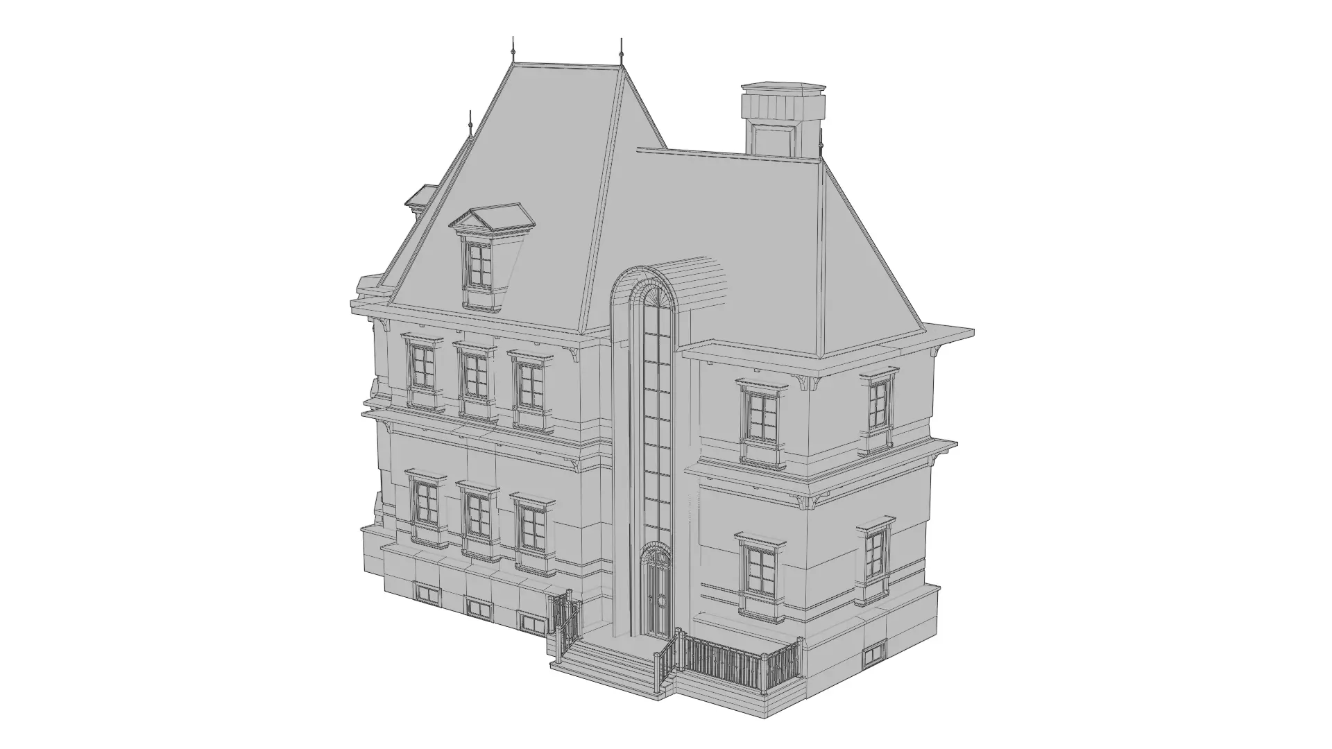 Classical European Building - House 24 3D model_11