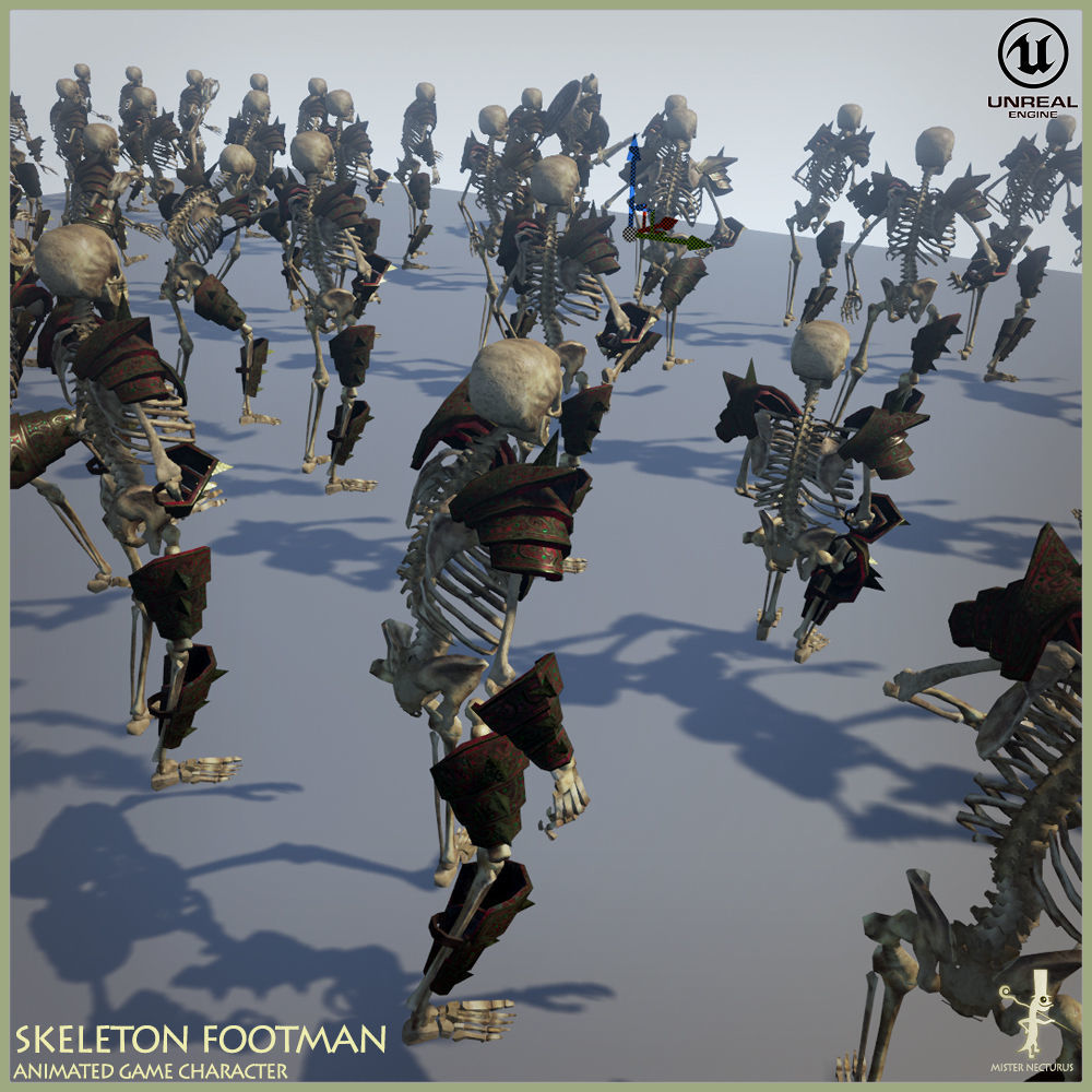 Skeleton Footman Low-poly 3D model_10