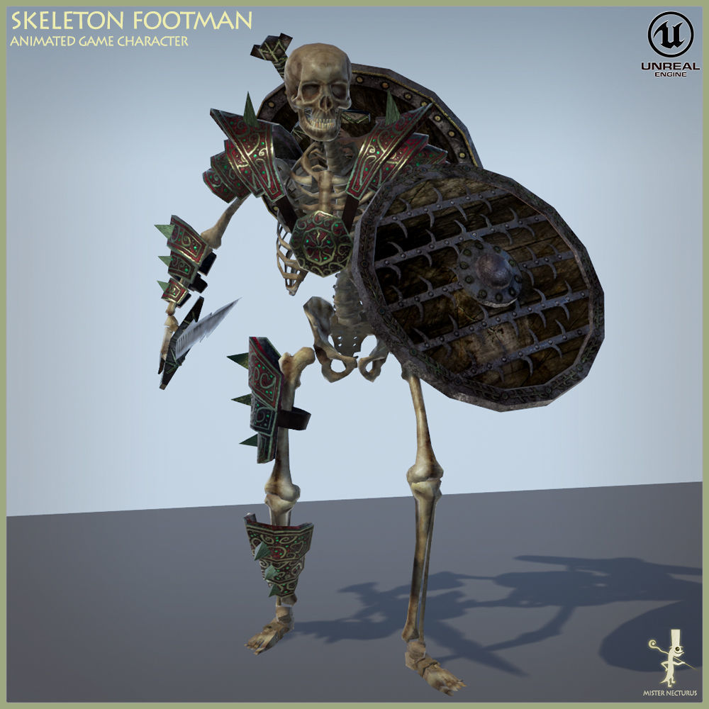 Skeleton Footman Low-poly 3D model_4