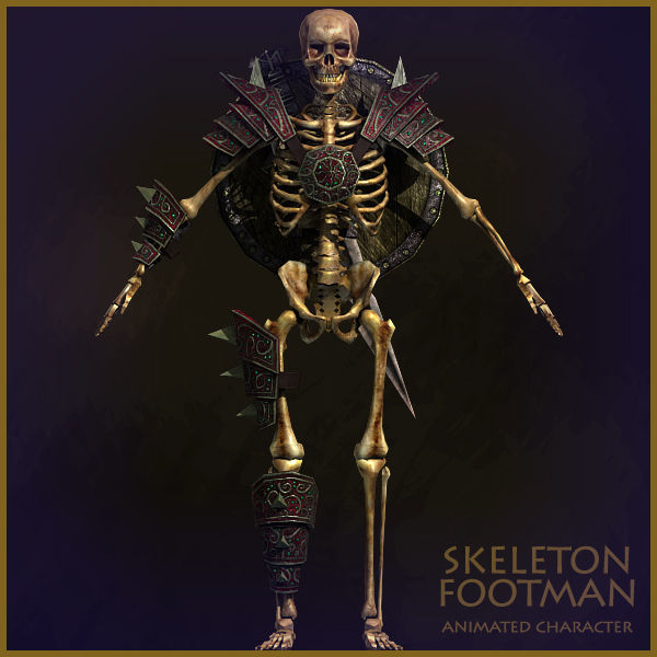 Skeleton Footman Low-poly 3D model_14