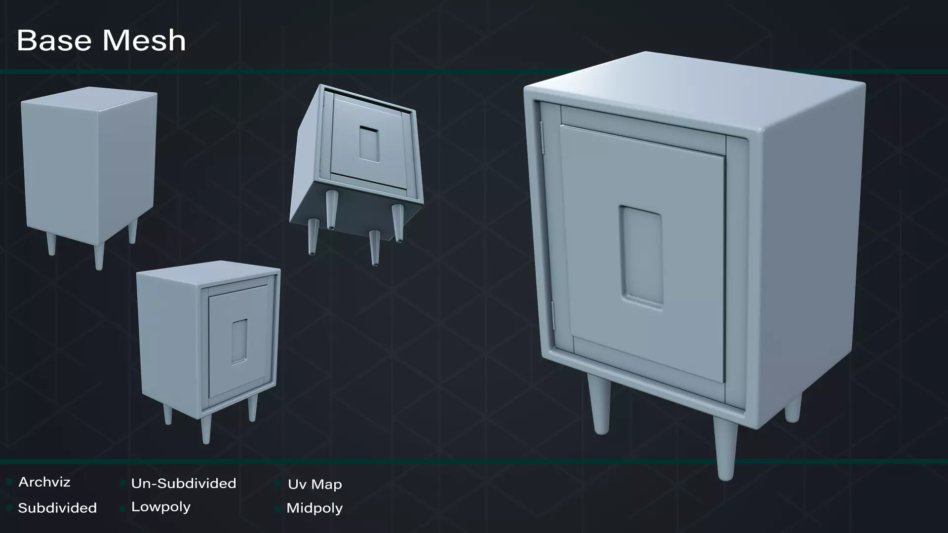 Base Mesh Night Stand 01 Low-poly 3D model