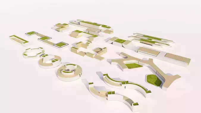 Modern Park Outdoor benches and Furniture set 