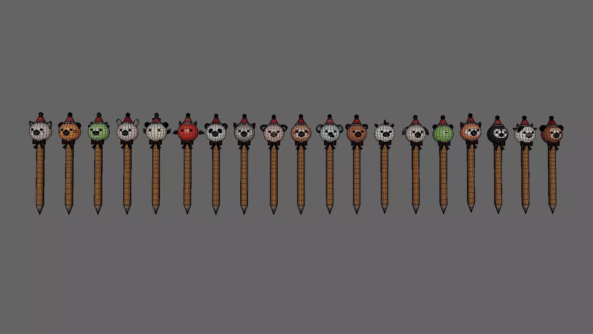Christmas Pencil Pack 01 Low-poly 3D model_8