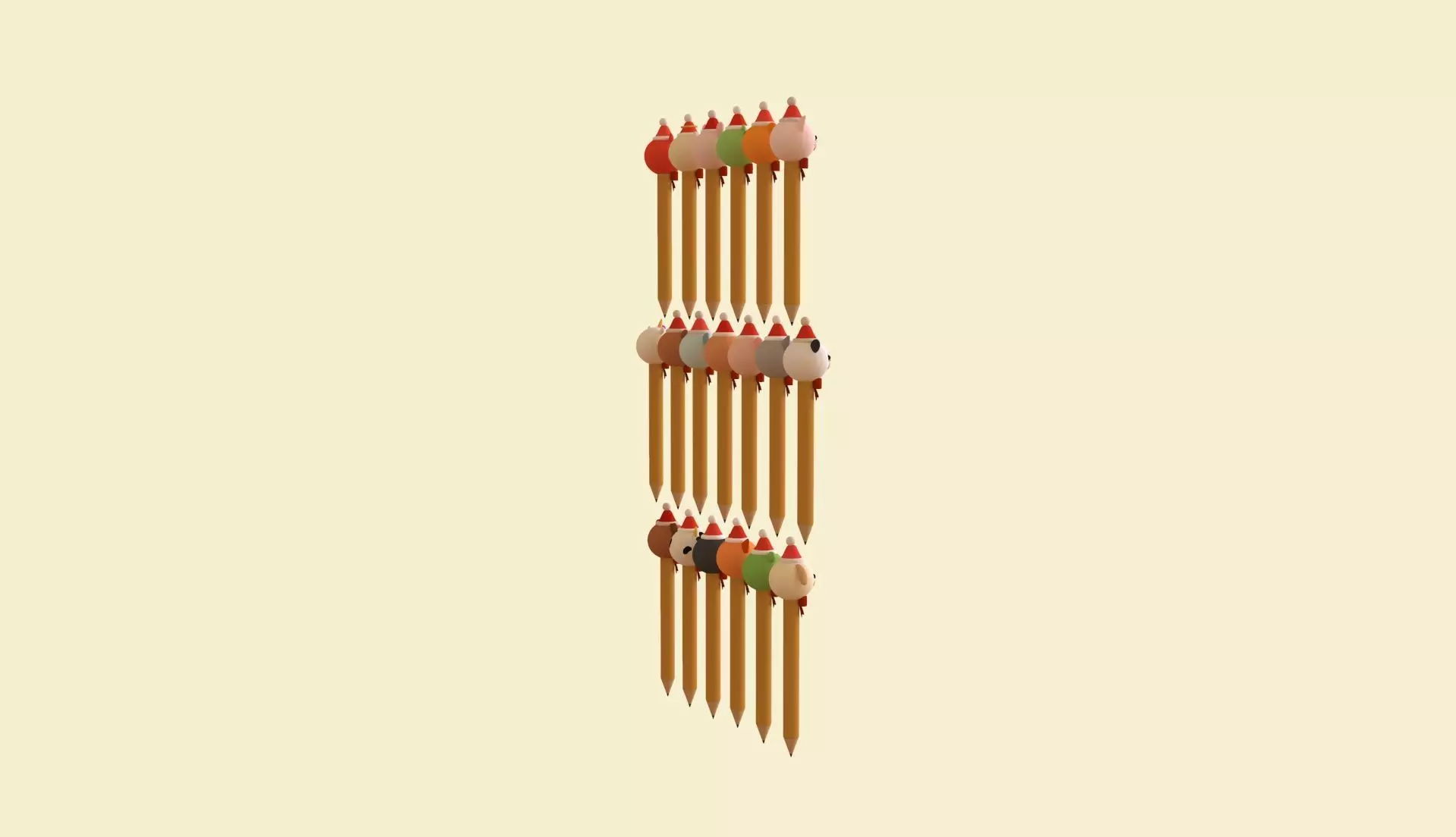 Christmas Pencil Pack 01 Low-poly 3D model_6
