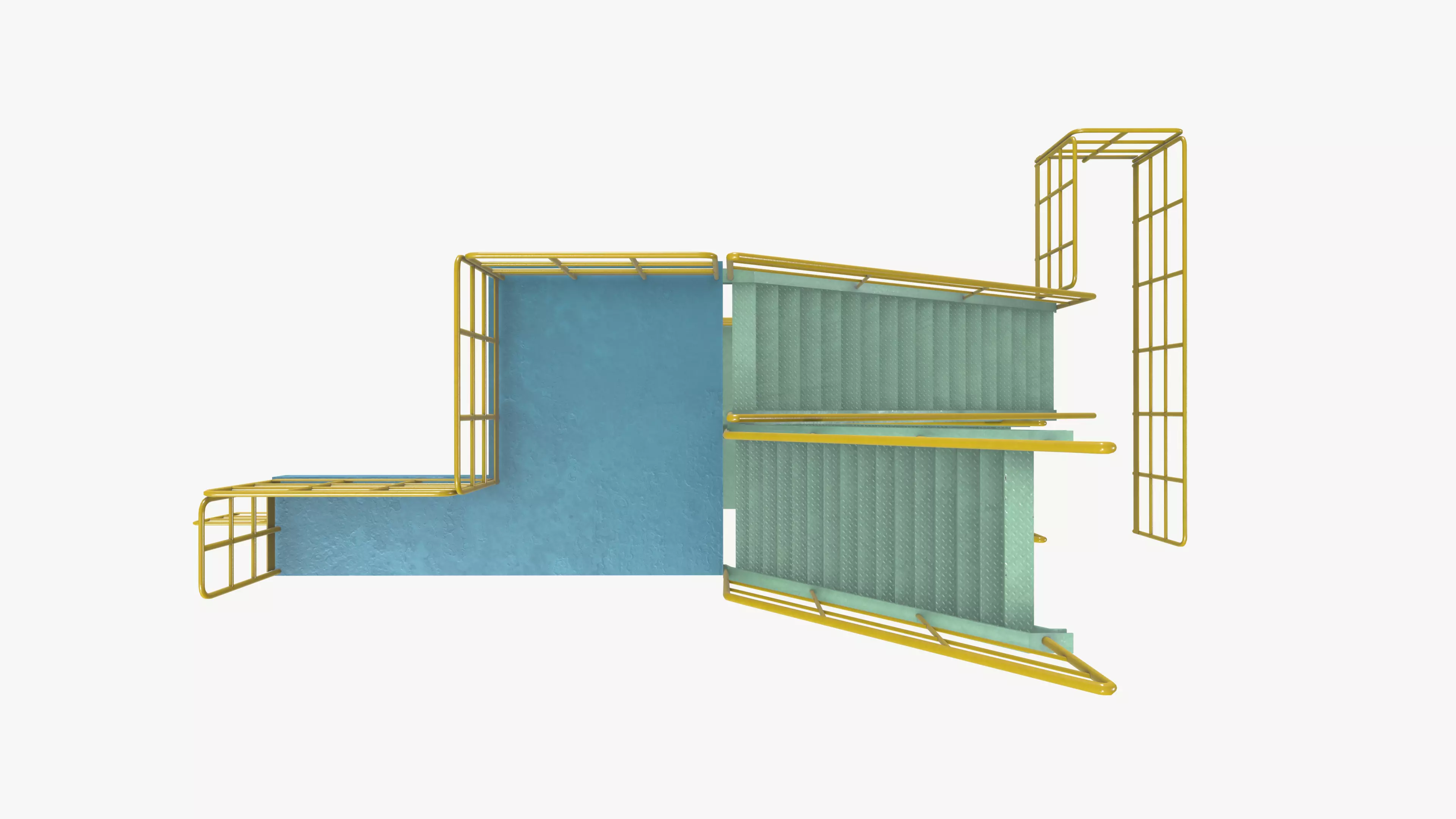 Industrial Stair Case Low-poly 3D model_4