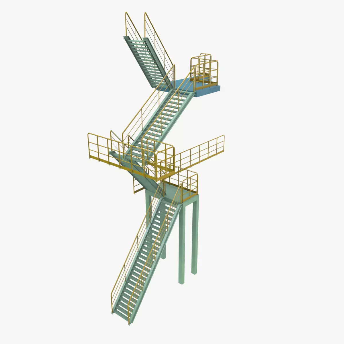 Industrial Stair Case Low-poly 3D model_0