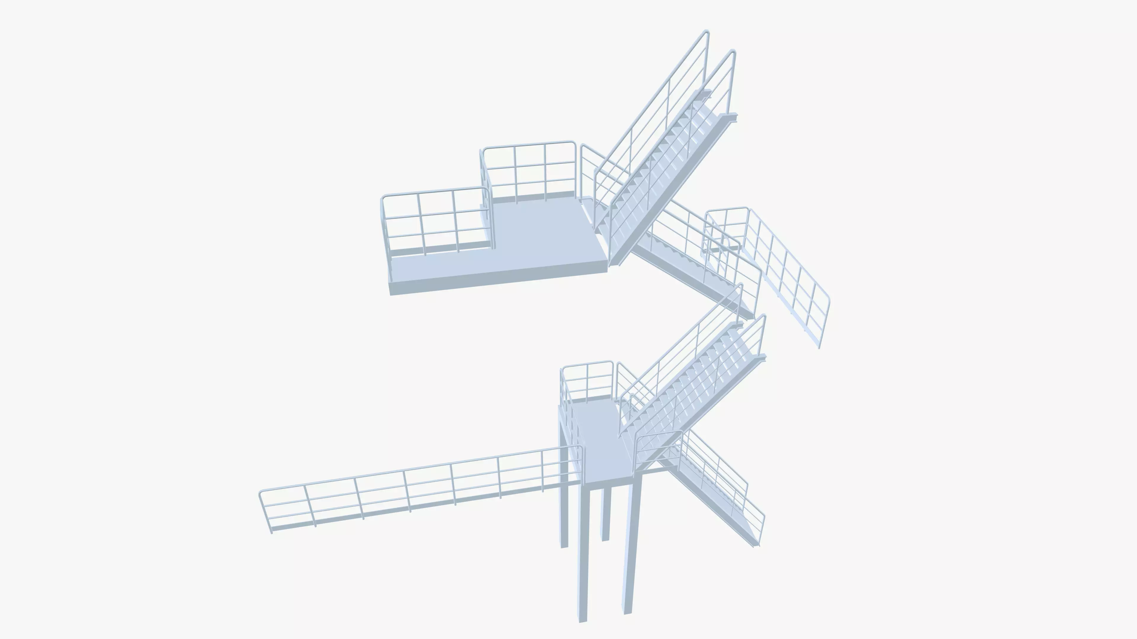 Industrial Stair Case Low-poly 3D model_8