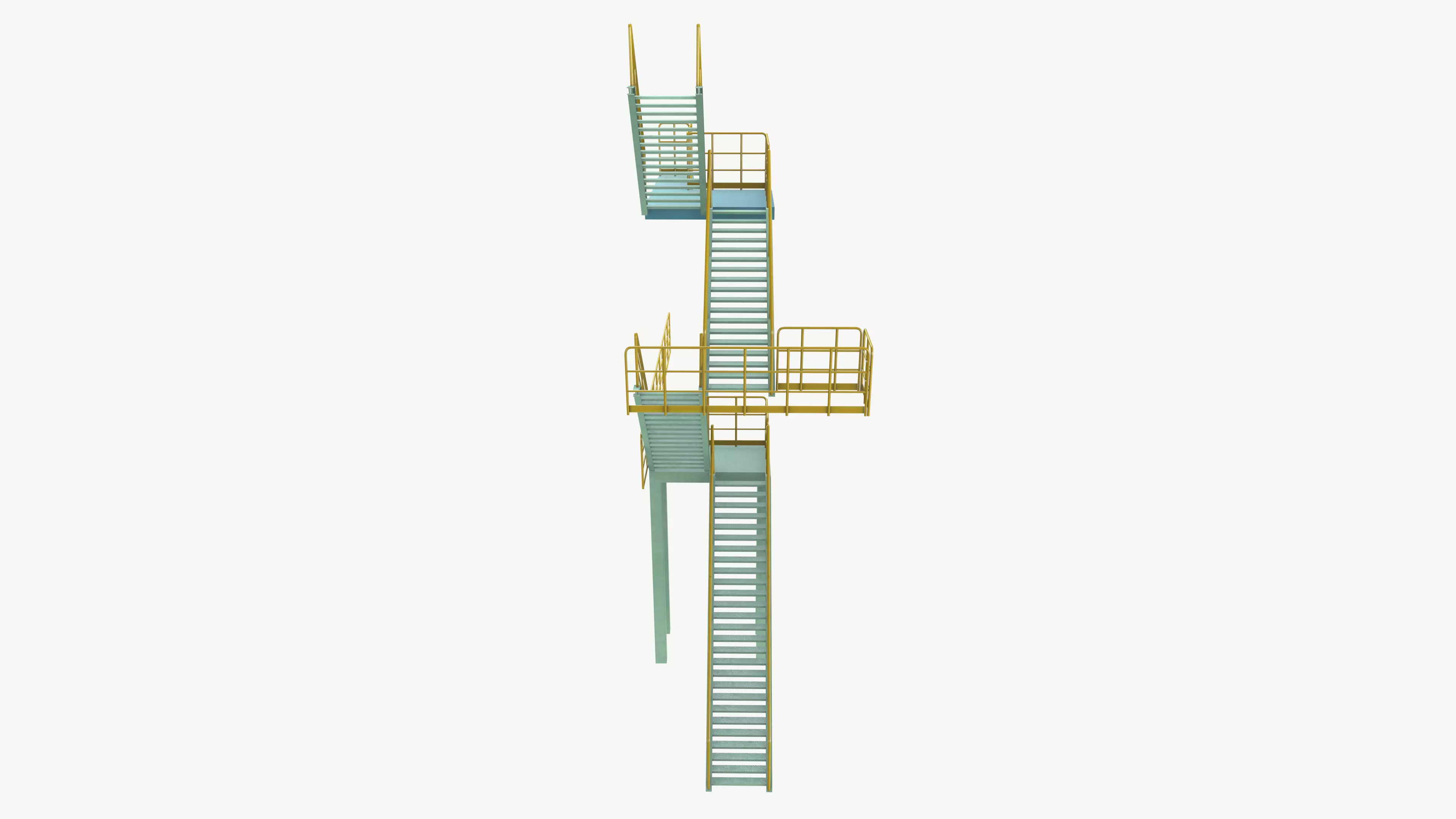 Industrial Stair Case Low-poly 3D model_2
