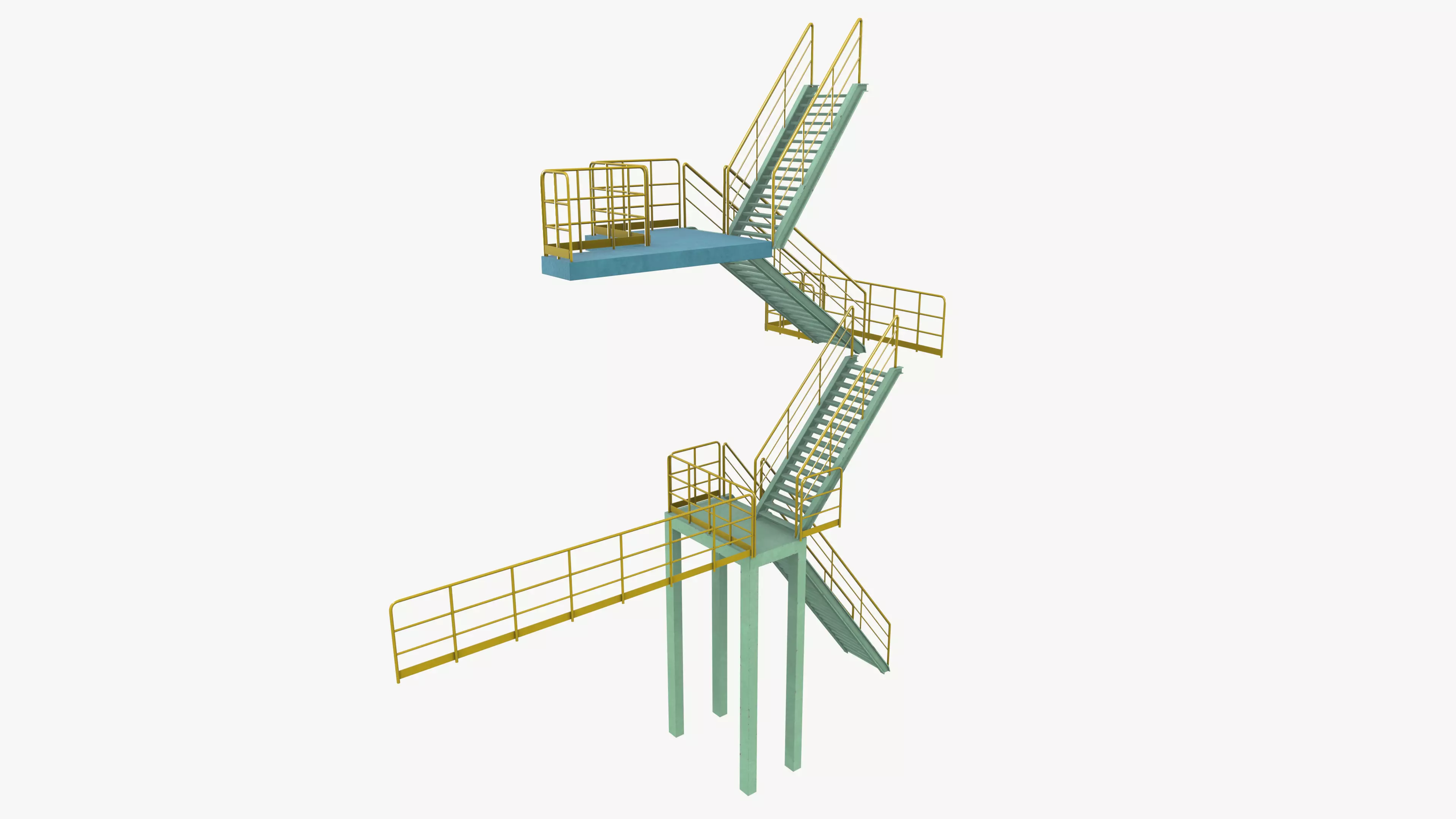 Industrial Stair Case Low-poly 3D model_5