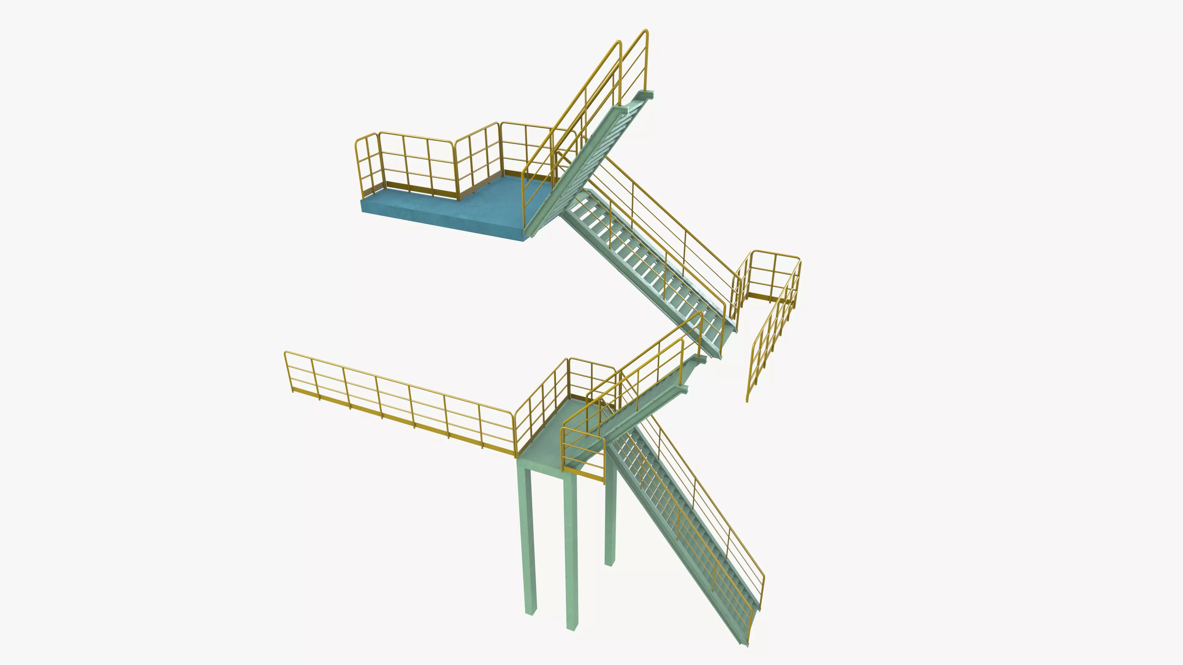 Industrial Stair Case Low-poly 3D model_3