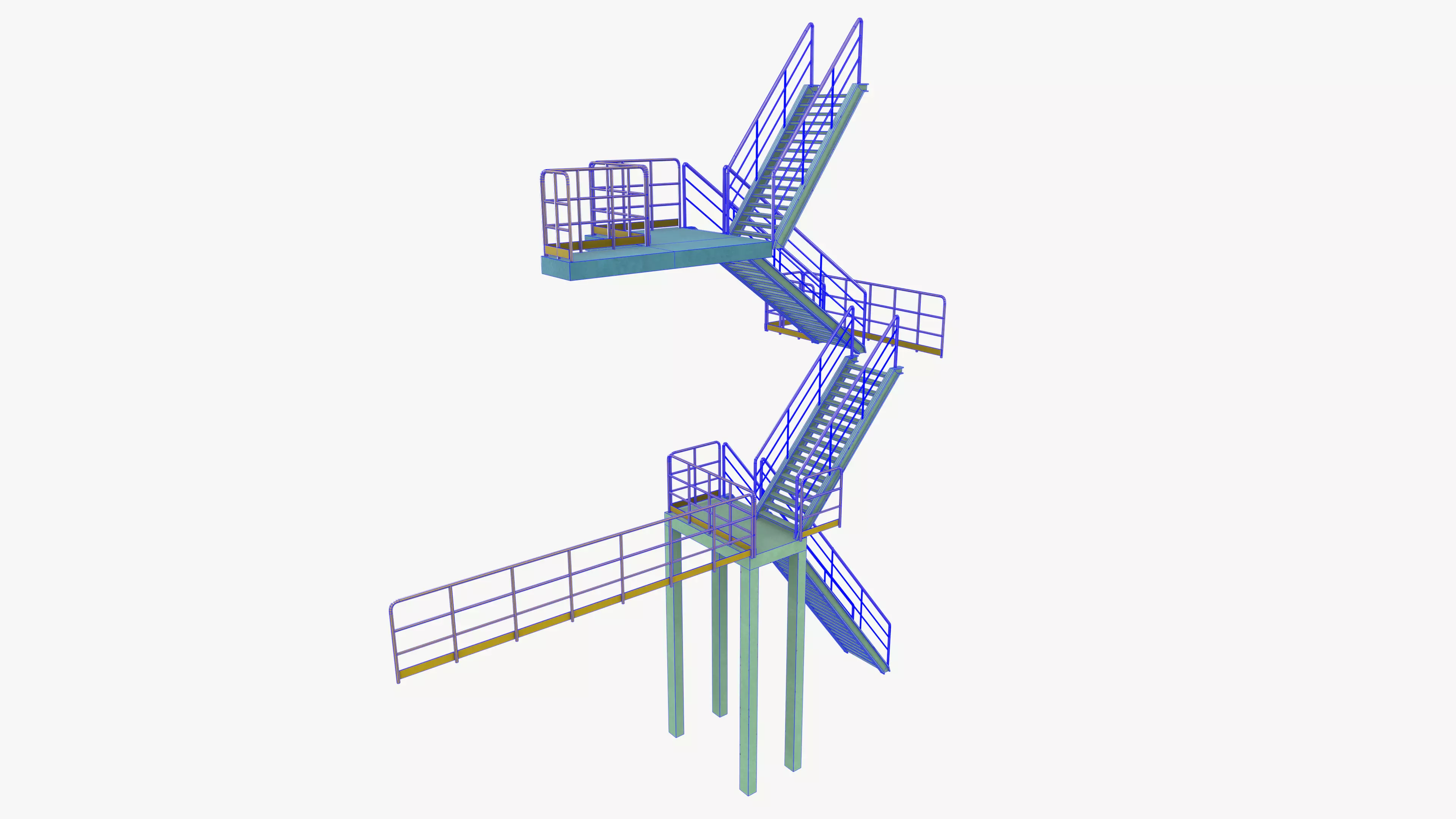 Industrial Stair Case Low-poly 3D model_6