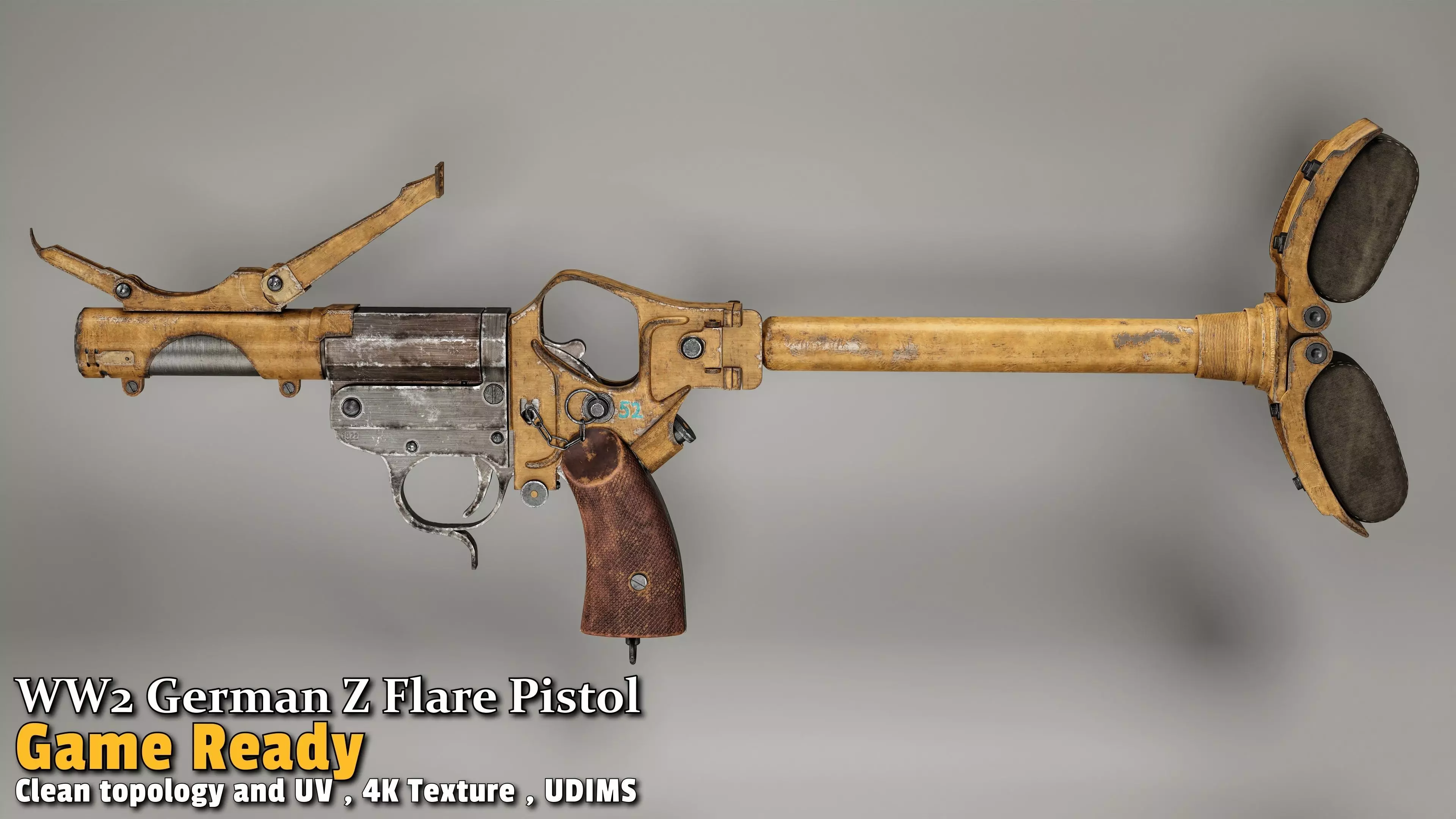 WW2 German Z Flare Pistol Game-Ready Low-poly 3D model_21