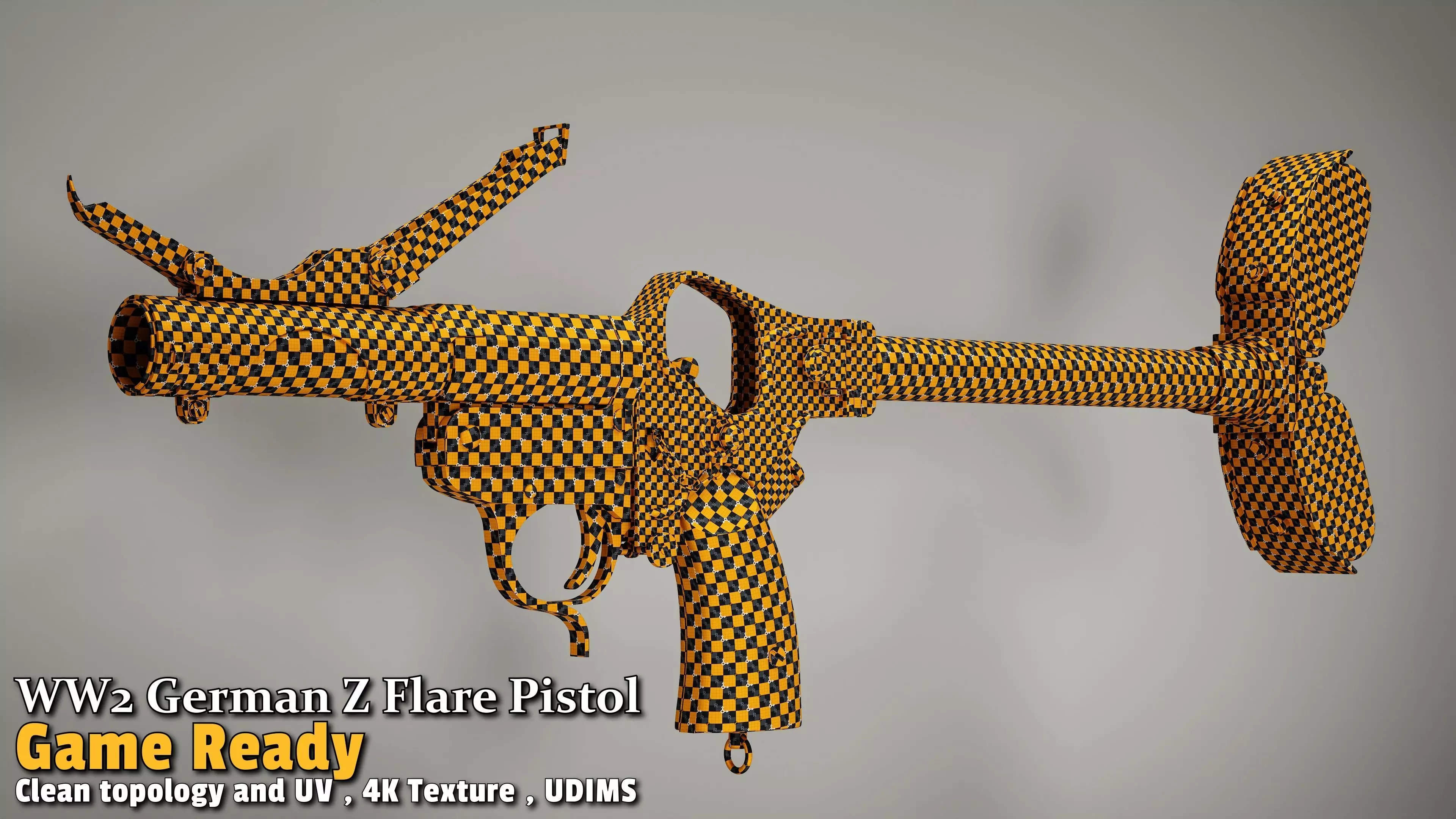 WW2 German Z Flare Pistol Game-Ready Low-poly 3D model_19