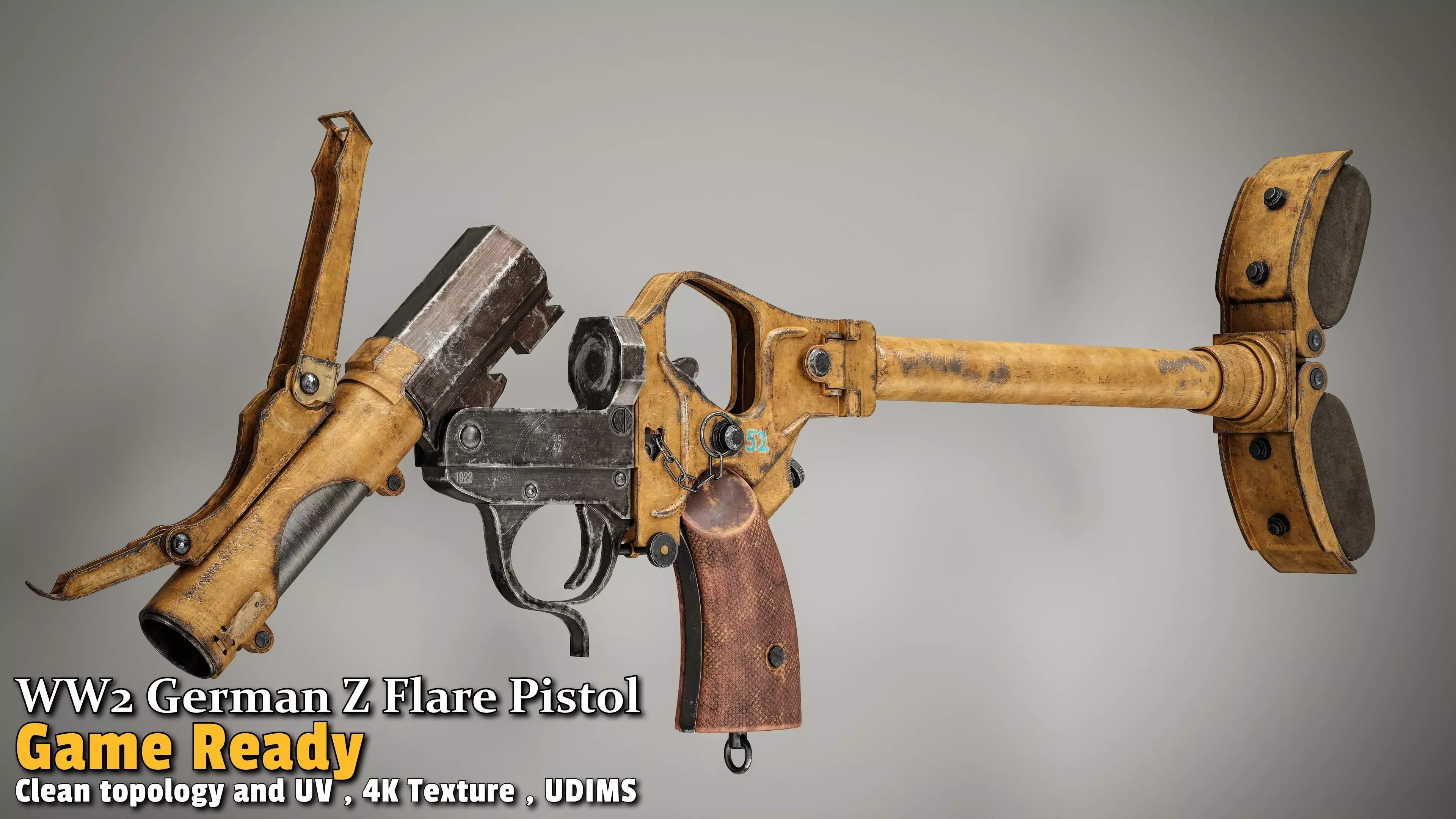 WW2 German Z Flare Pistol Game-Ready Low-poly 3D model_18