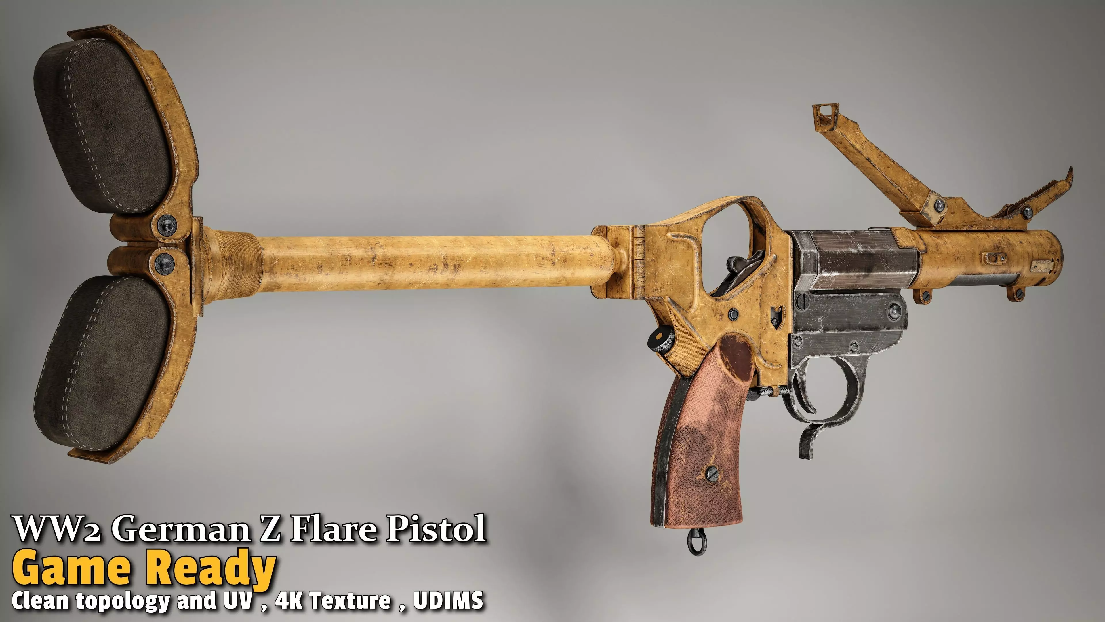 WW2 German Z Flare Pistol Game-Ready Low-poly 3D model_5