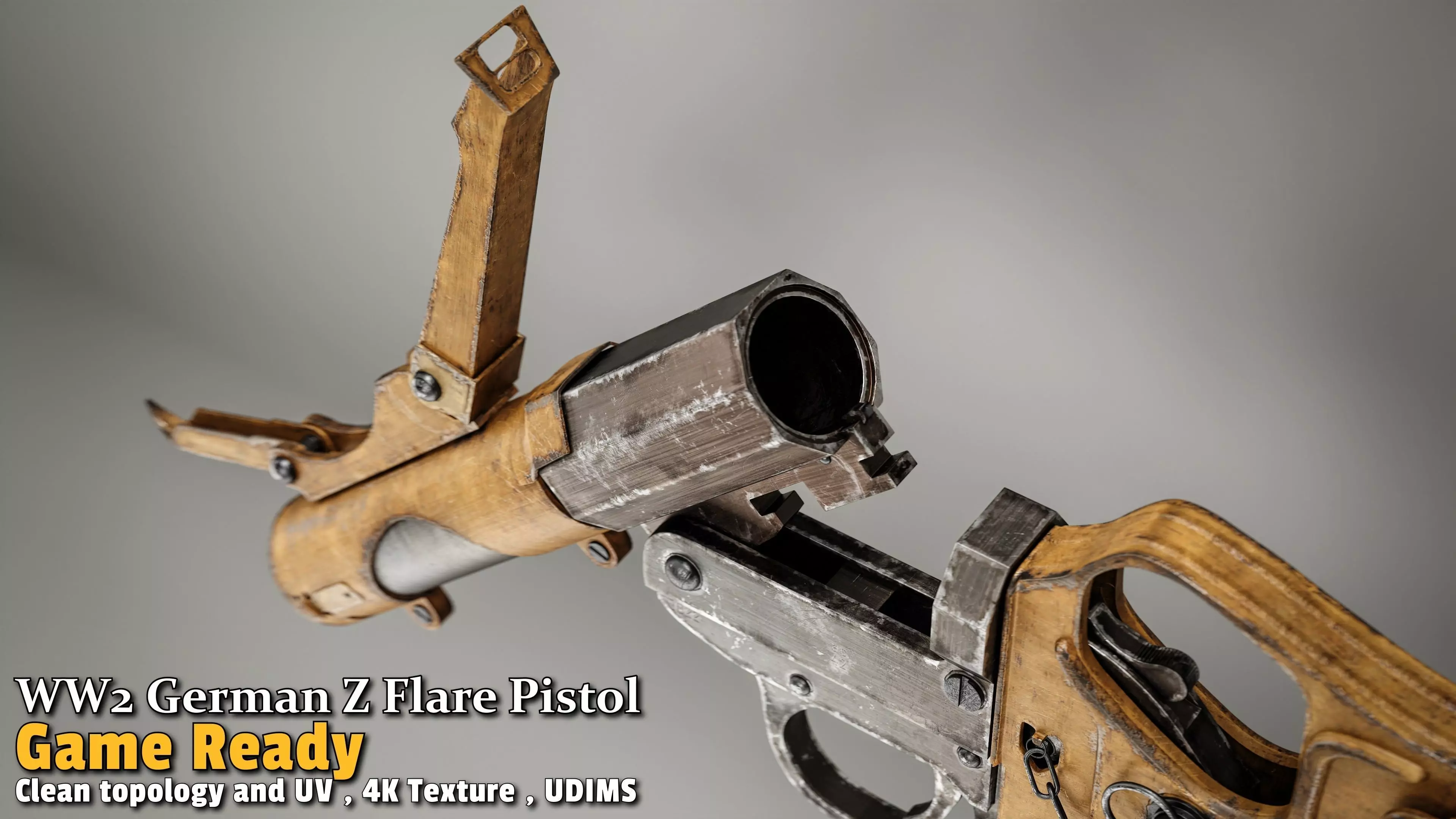 WW2 German Z Flare Pistol Game-Ready Low-poly 3D model_15