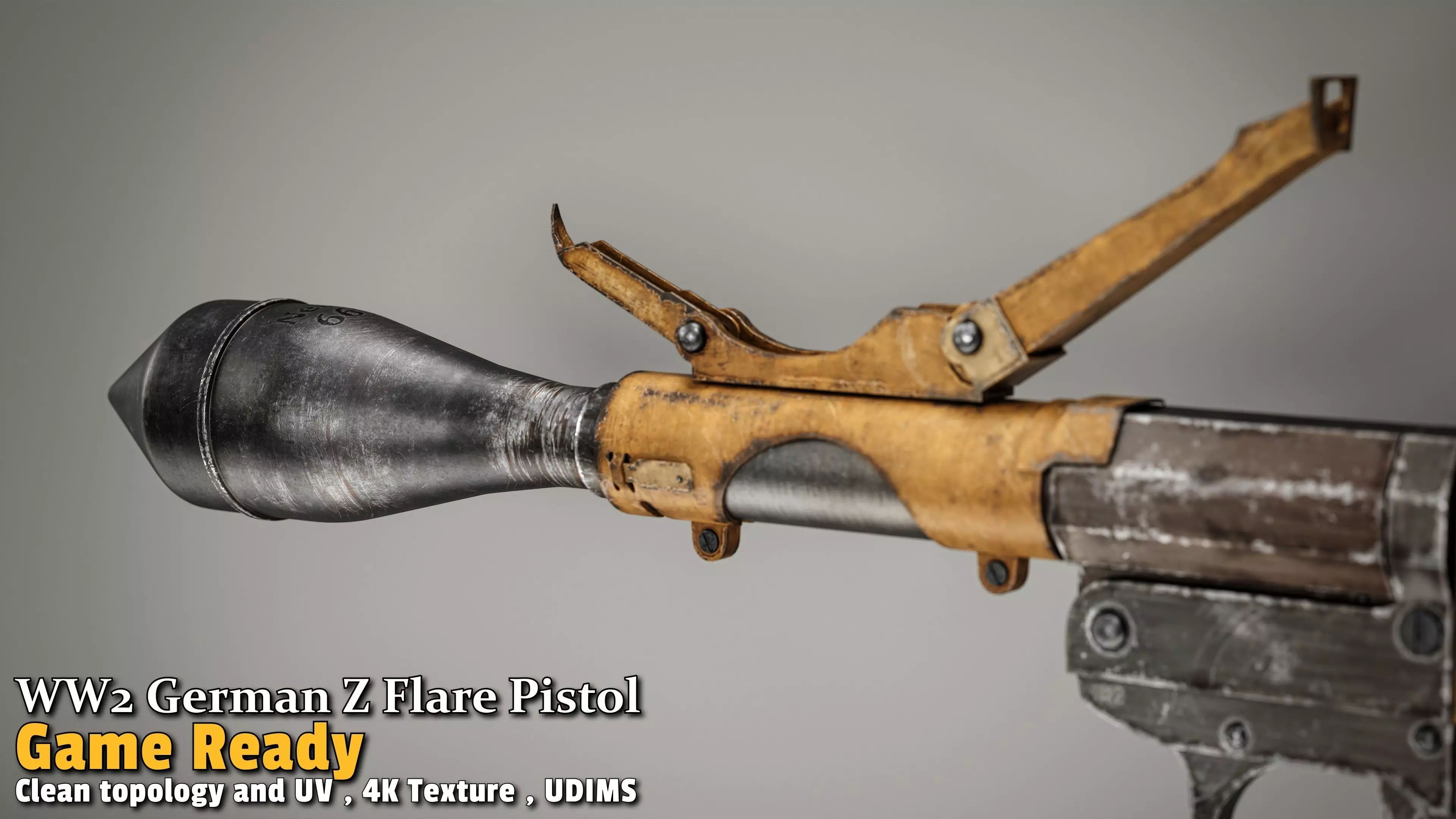 WW2 German Z Flare Pistol Game-Ready Low-poly 3D model_13