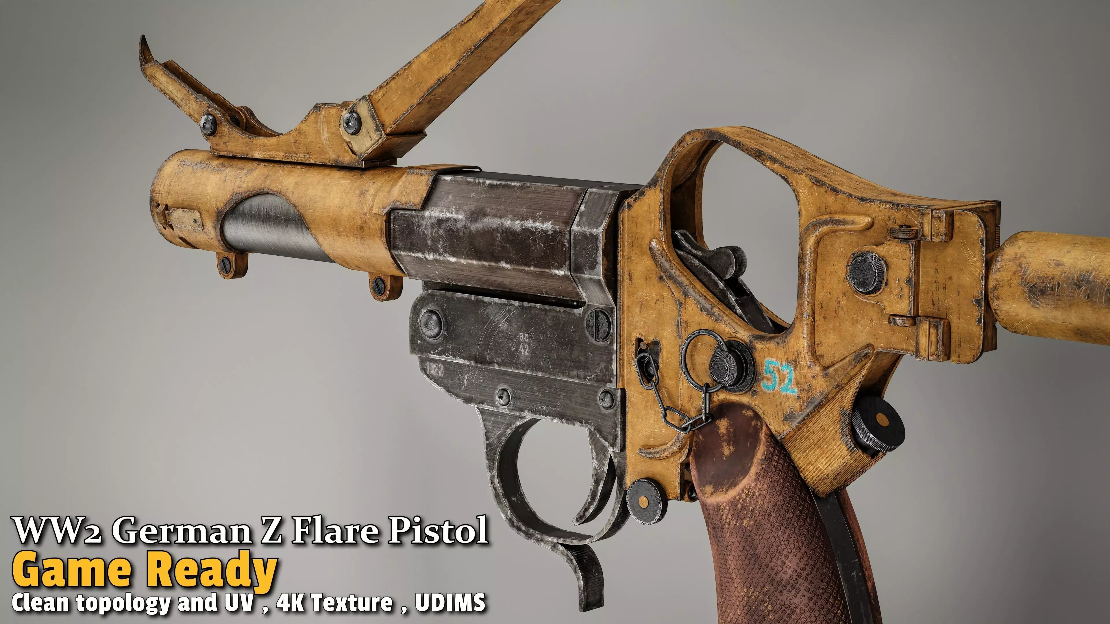 WW2 German Z Flare Pistol Game-Ready Low-poly 3D model_20