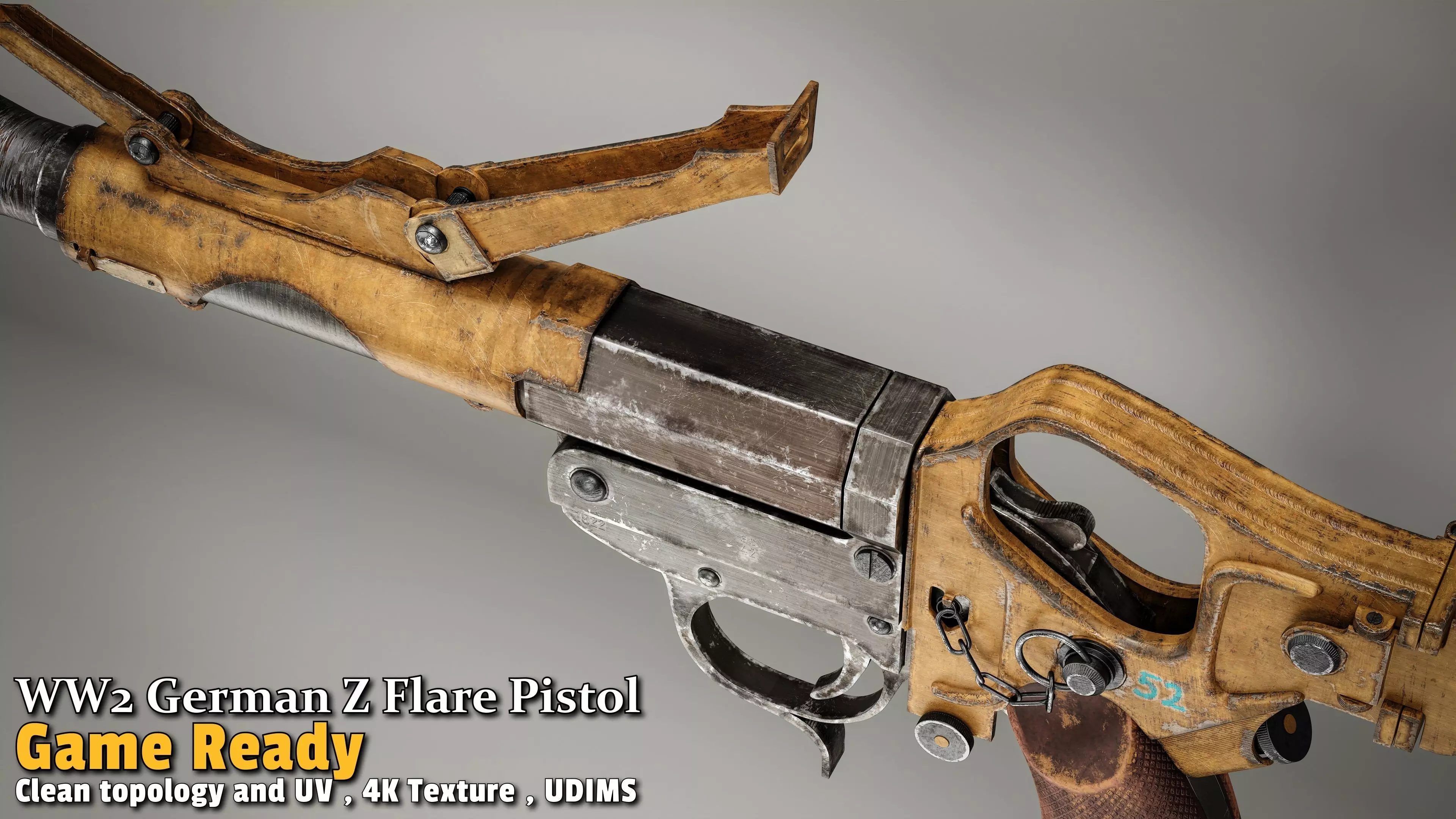 WW2 German Z Flare Pistol Game-Ready Low-poly 3D model_14