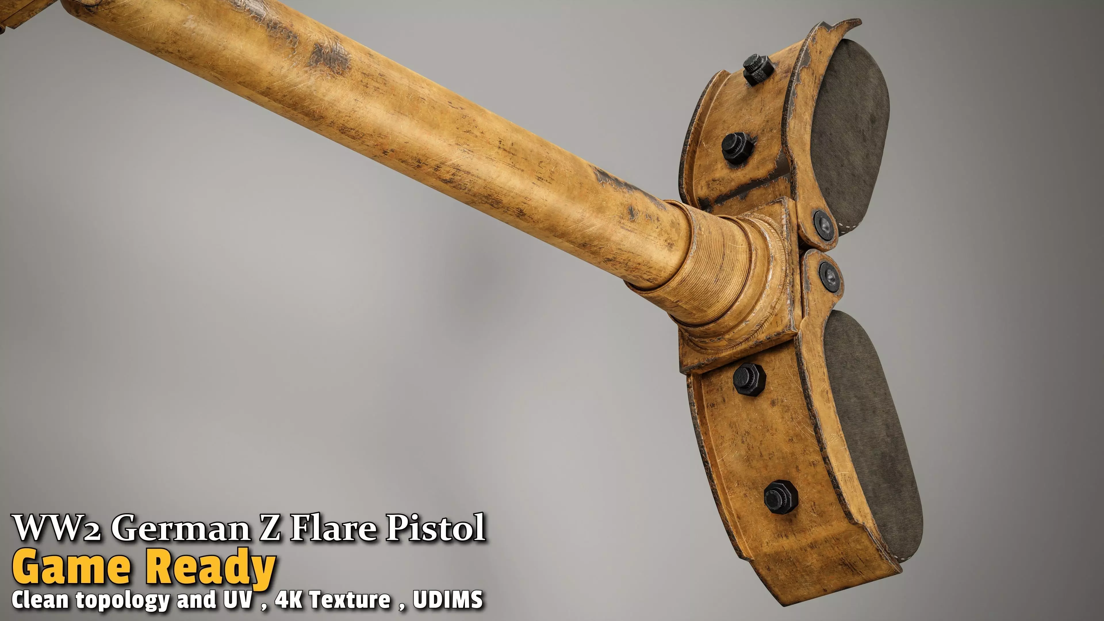 WW2 German Z Flare Pistol Game-Ready Low-poly 3D model_8