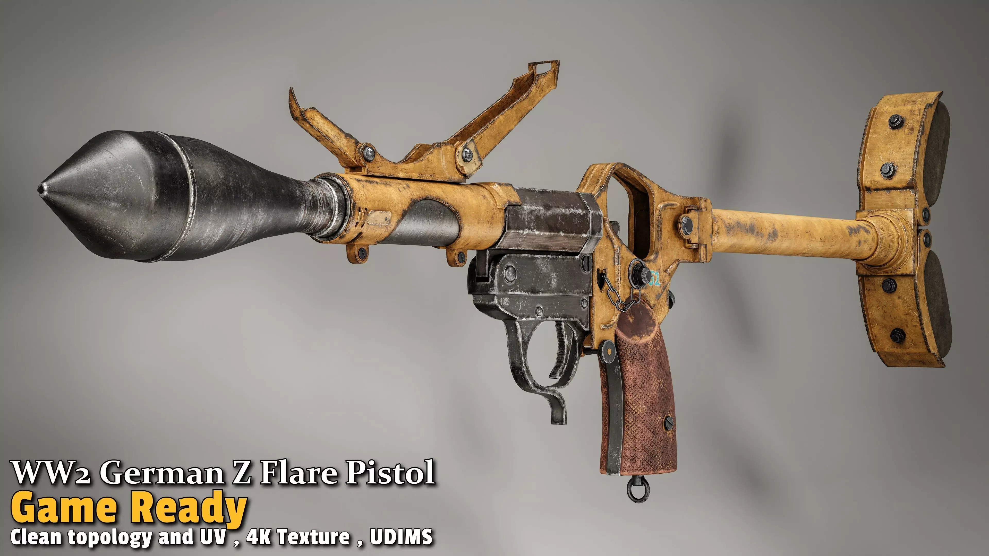 WW2 German Z Flare Pistol Game-Ready Low-poly 3D model_24