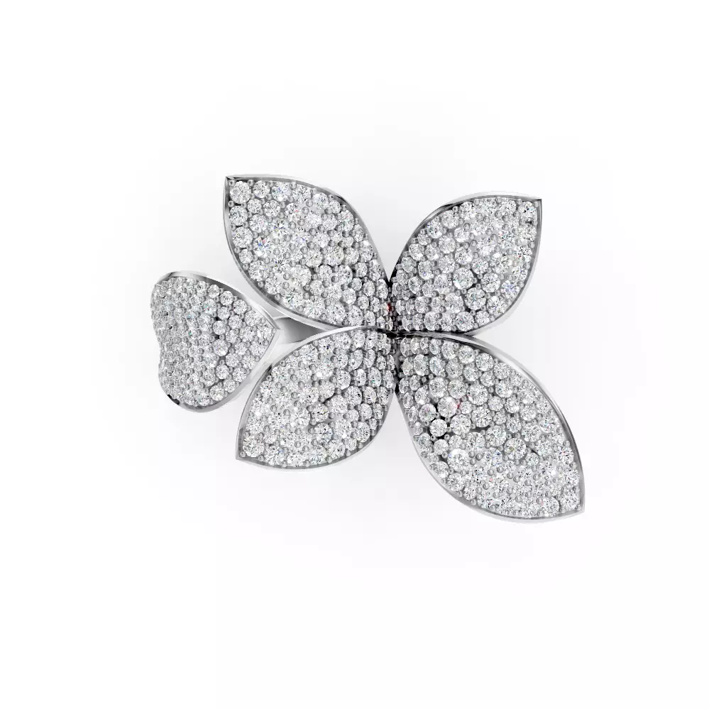 Pasqual Bruni Giardini Segreti diamond Five Leafs ring  3D print model_2