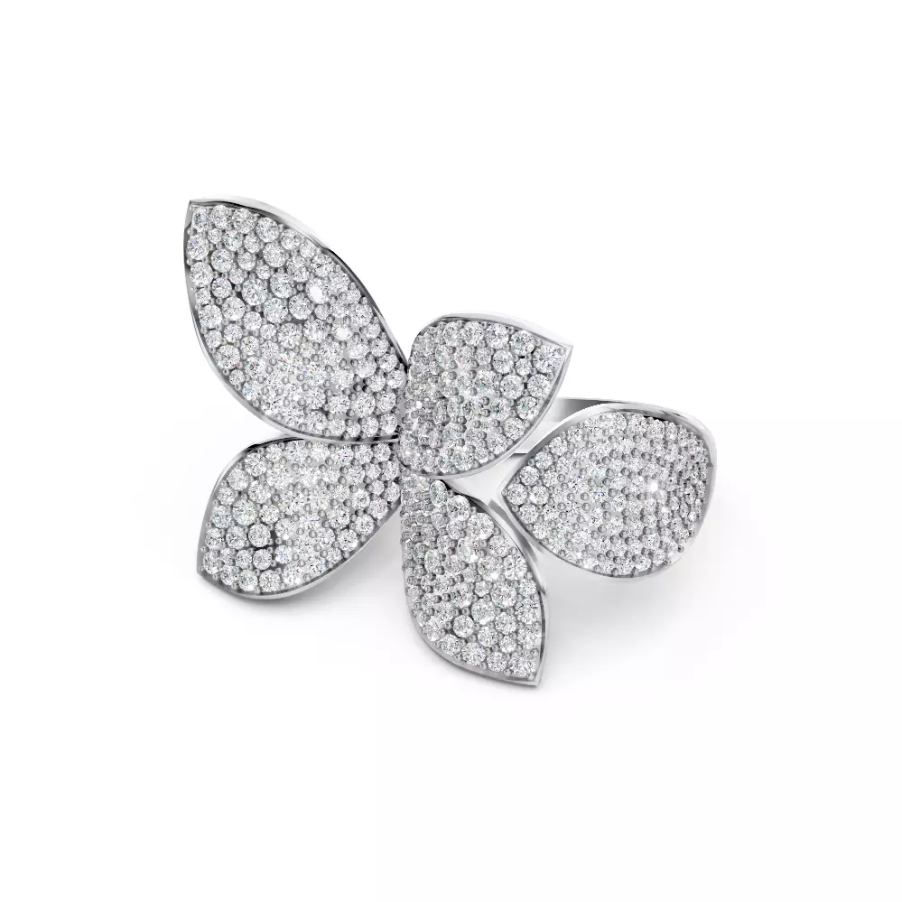 Pasqual Bruni Giardini Segreti diamond Five Leafs ring  3D print model_5