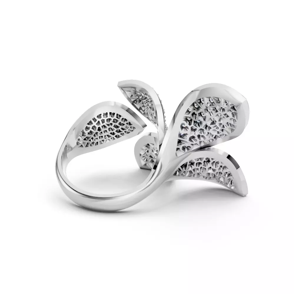 Pasqual Bruni Giardini Segreti diamond Five Leafs ring  3D print model_1