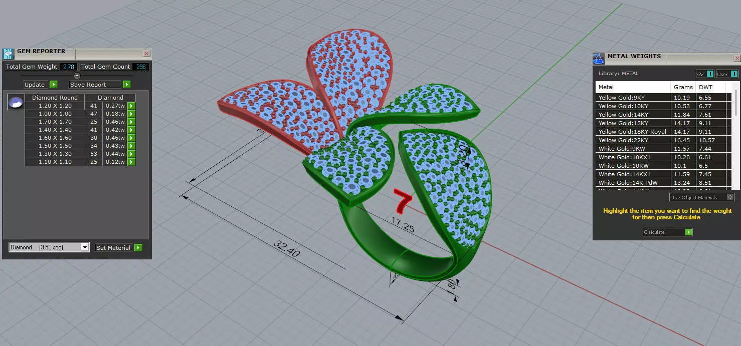 Pasqual Bruni Giardini Segreti diamond Five Leafs ring  3D print model_10