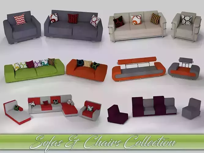 Sofa and Chair collection 3D model