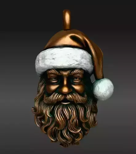 Santa Hat Ornament with Detailed Curly Beard 3D print model